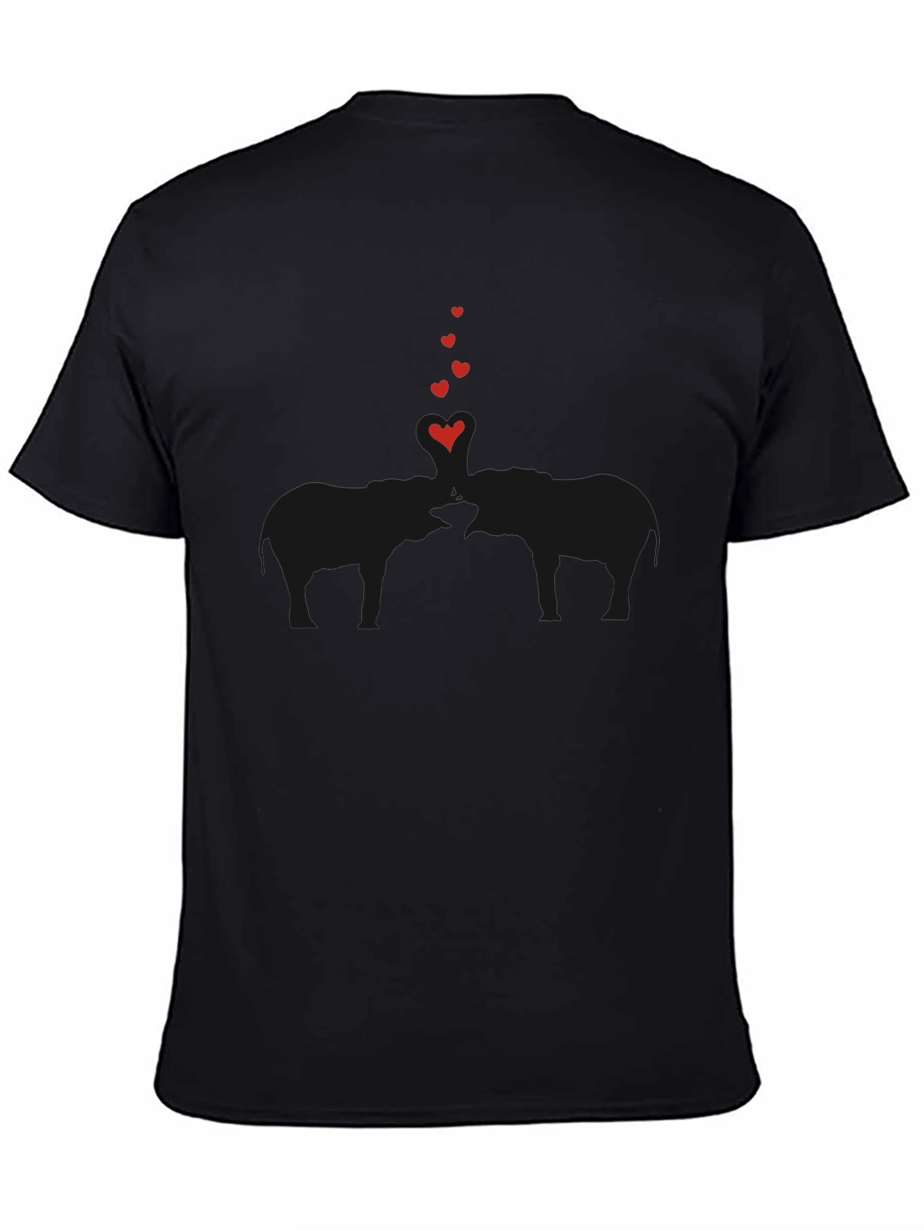 Black Elephant Love Tee - Soft Black Cotton Graphic T-Shirt view 4