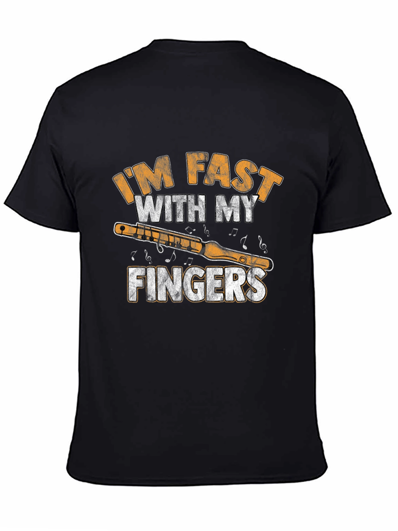 Black I'm Fast With My Fingers Flute T-Shirt view 4