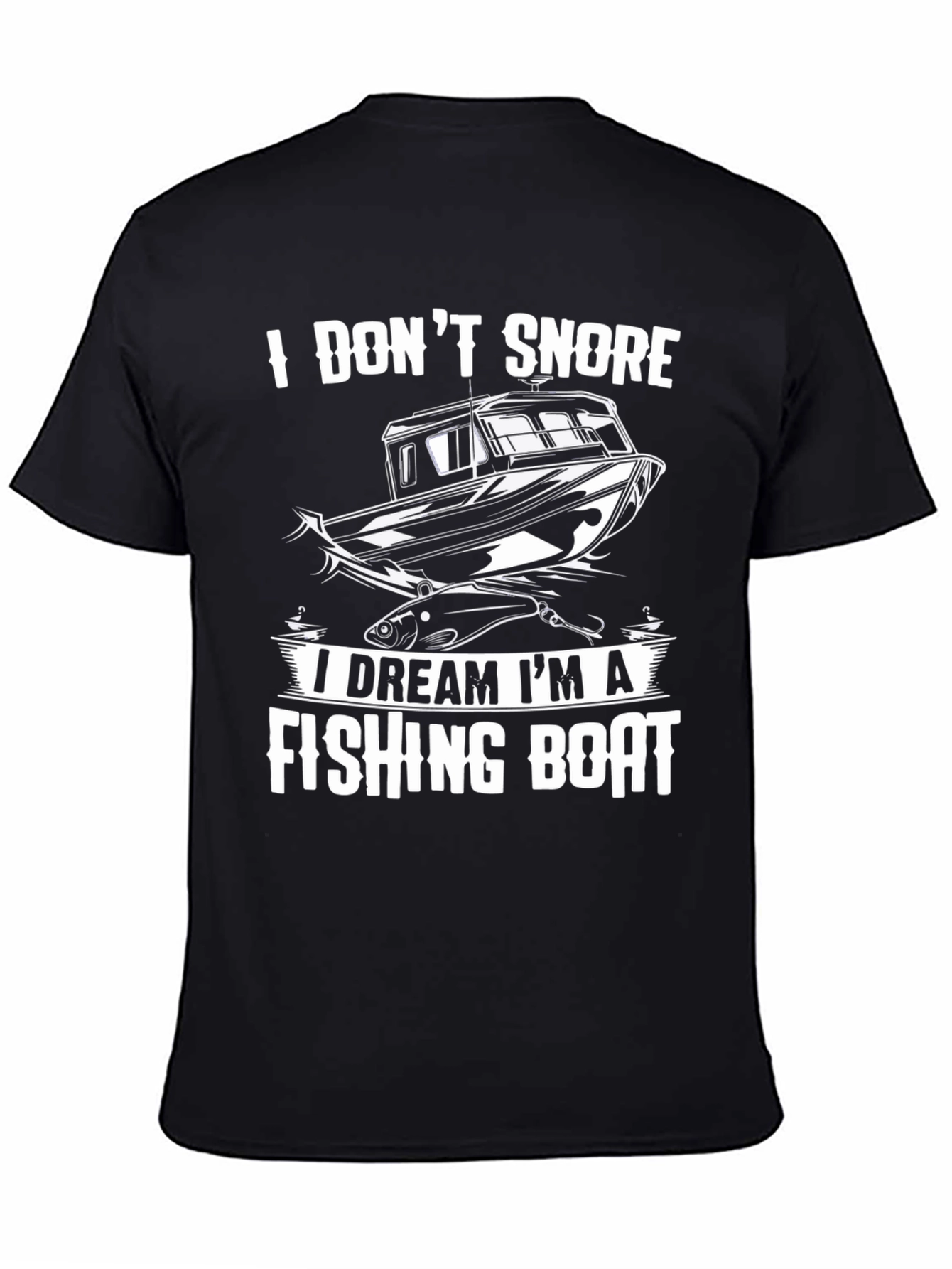 Fishing Boat Dream T-Shirt - Black Cotton Tee - 4