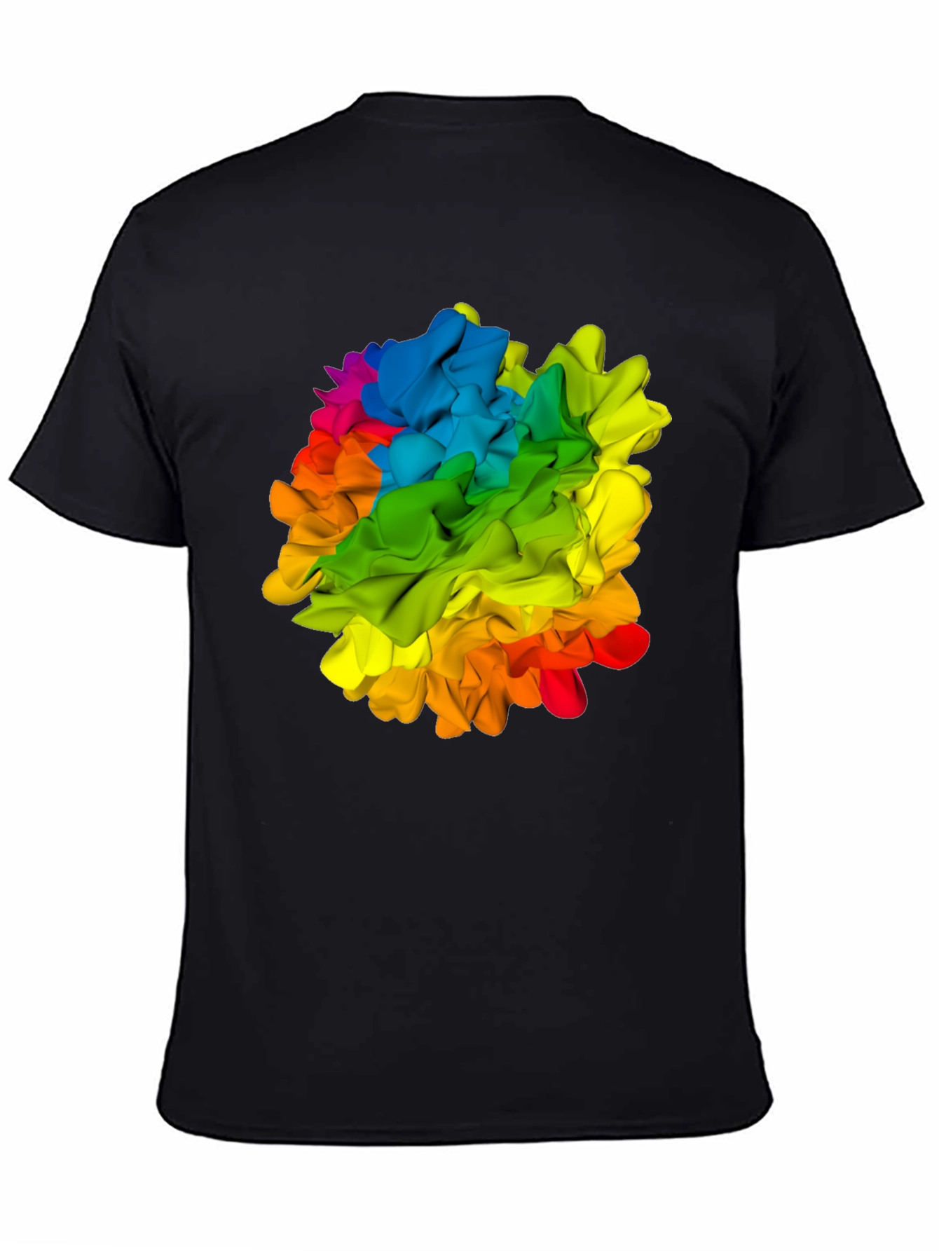 Black Rainbow Swirl Graphic Tee - Colorful Abstract Design view 4