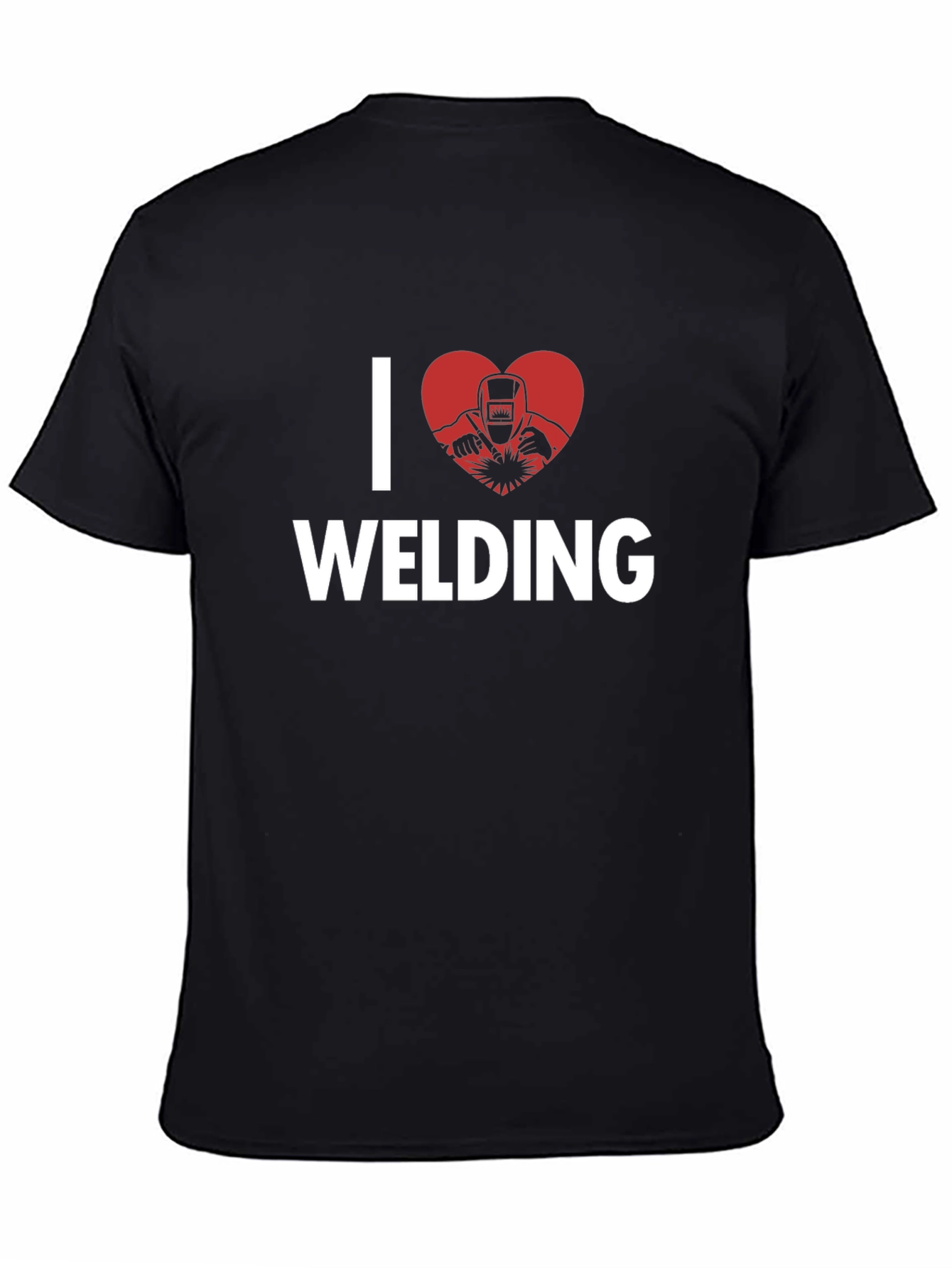 Black I Love Welding Graphic T-Shirt - Black Cotton Tee view 4