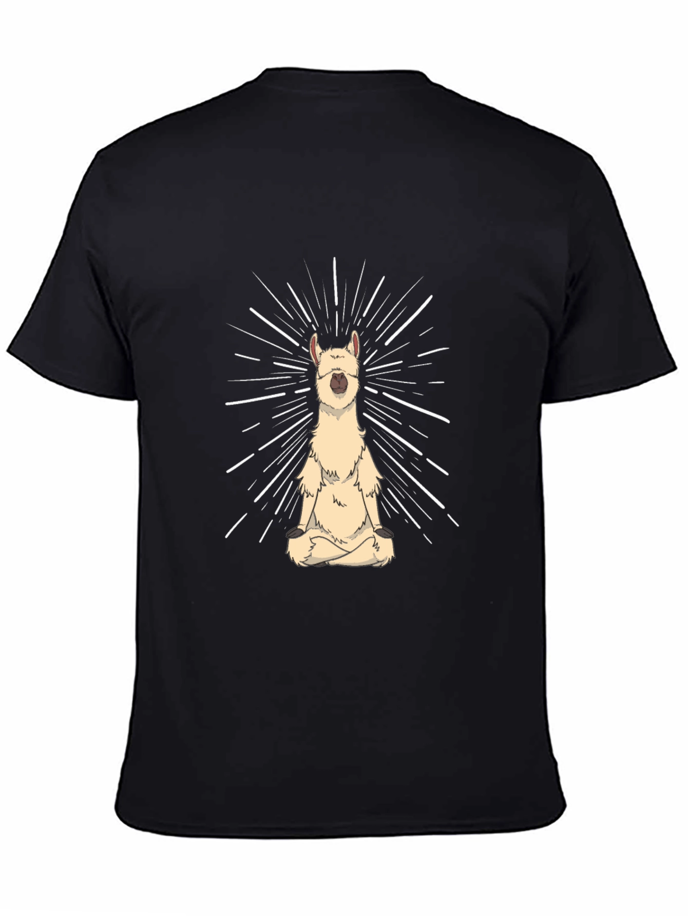 Black Zen Llama Meditation T-Shirt - Black view 4