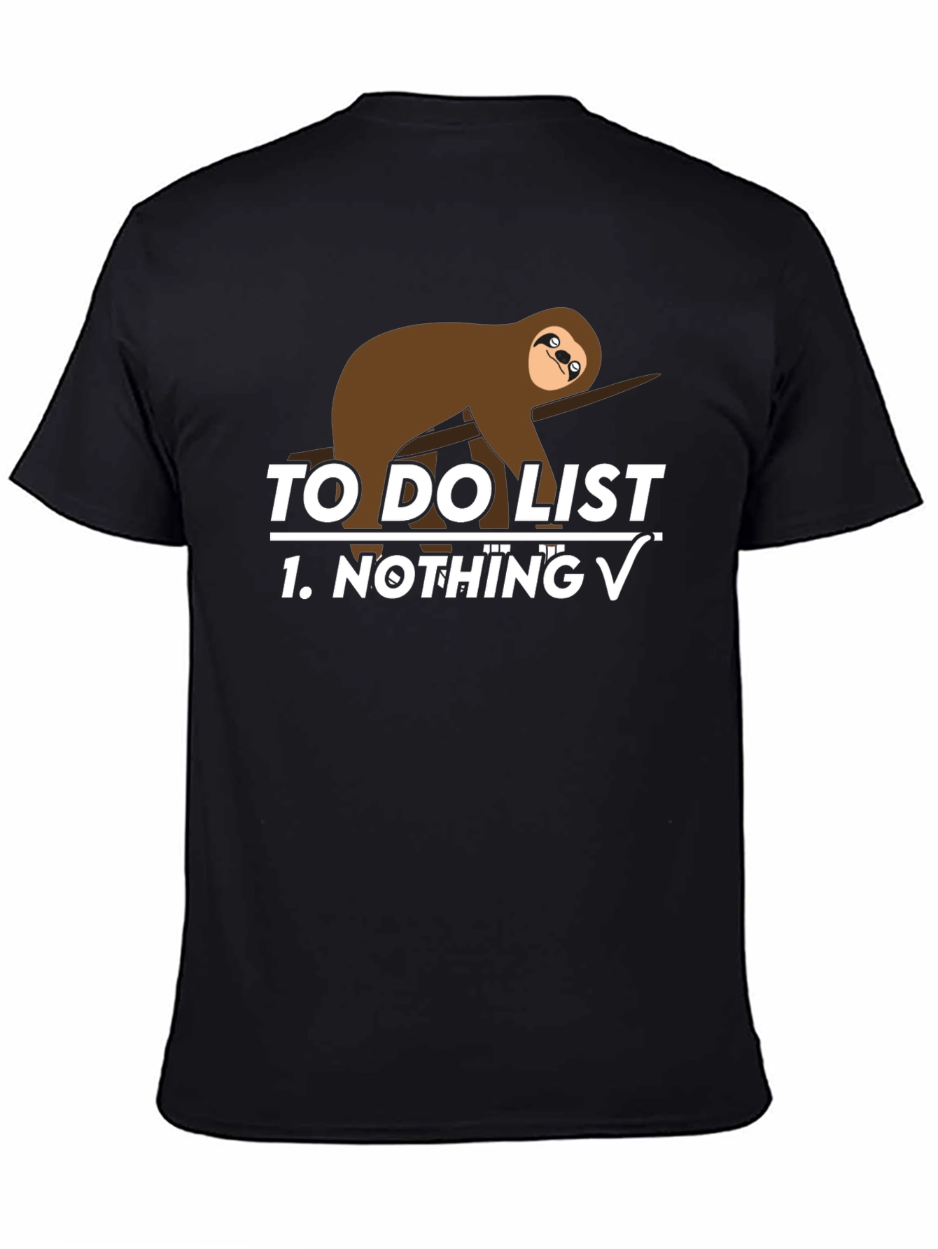 Black Sloth To-Do List Funny Graphic Tee view 4