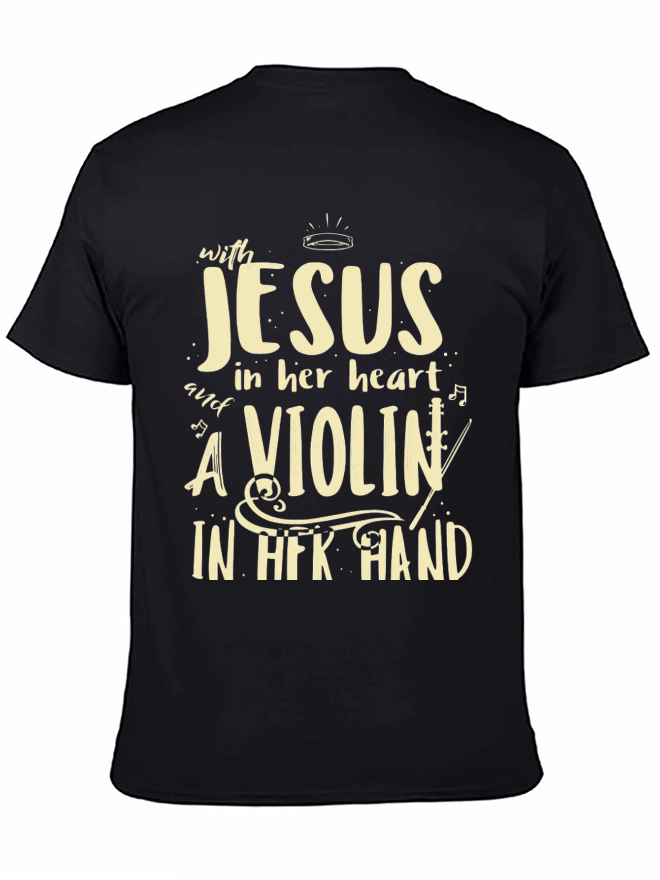 Black Jesus & Violin T-Shirt: Heartfelt Harmony view 4