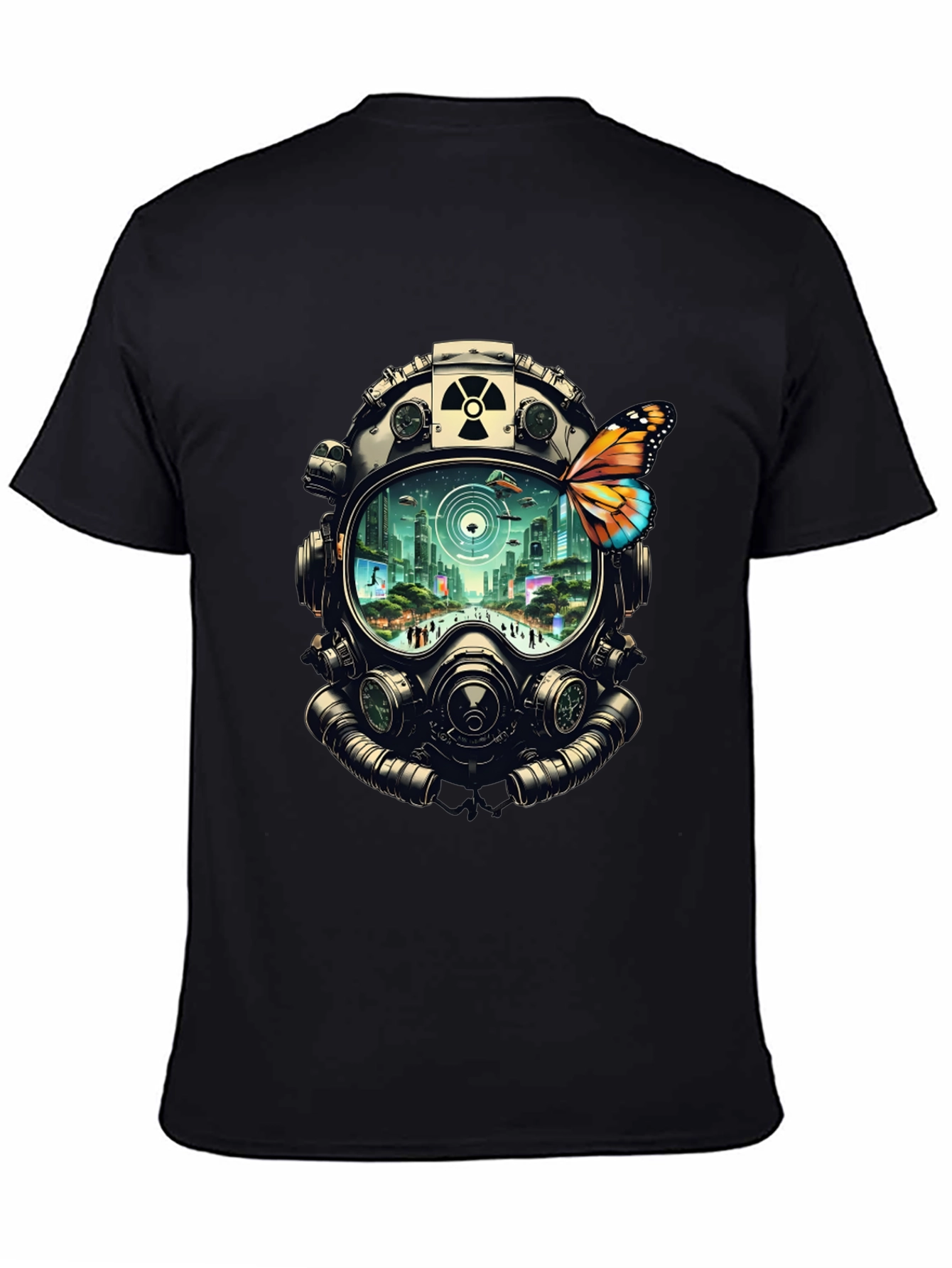 Gas Mask Cityscape Graphic Tee - 4