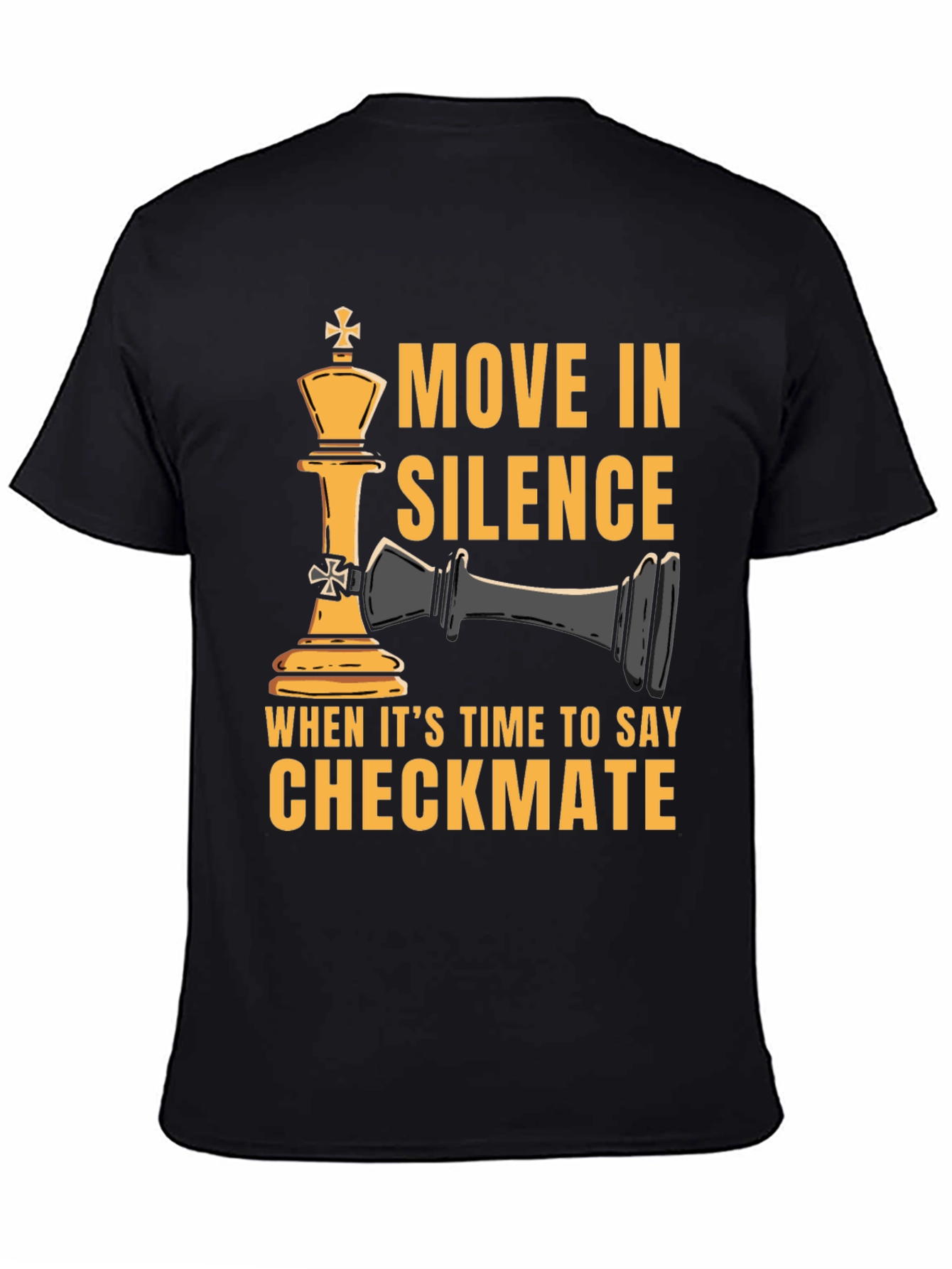 Black Move In Silence Chess Graphic T-Shirt view 4