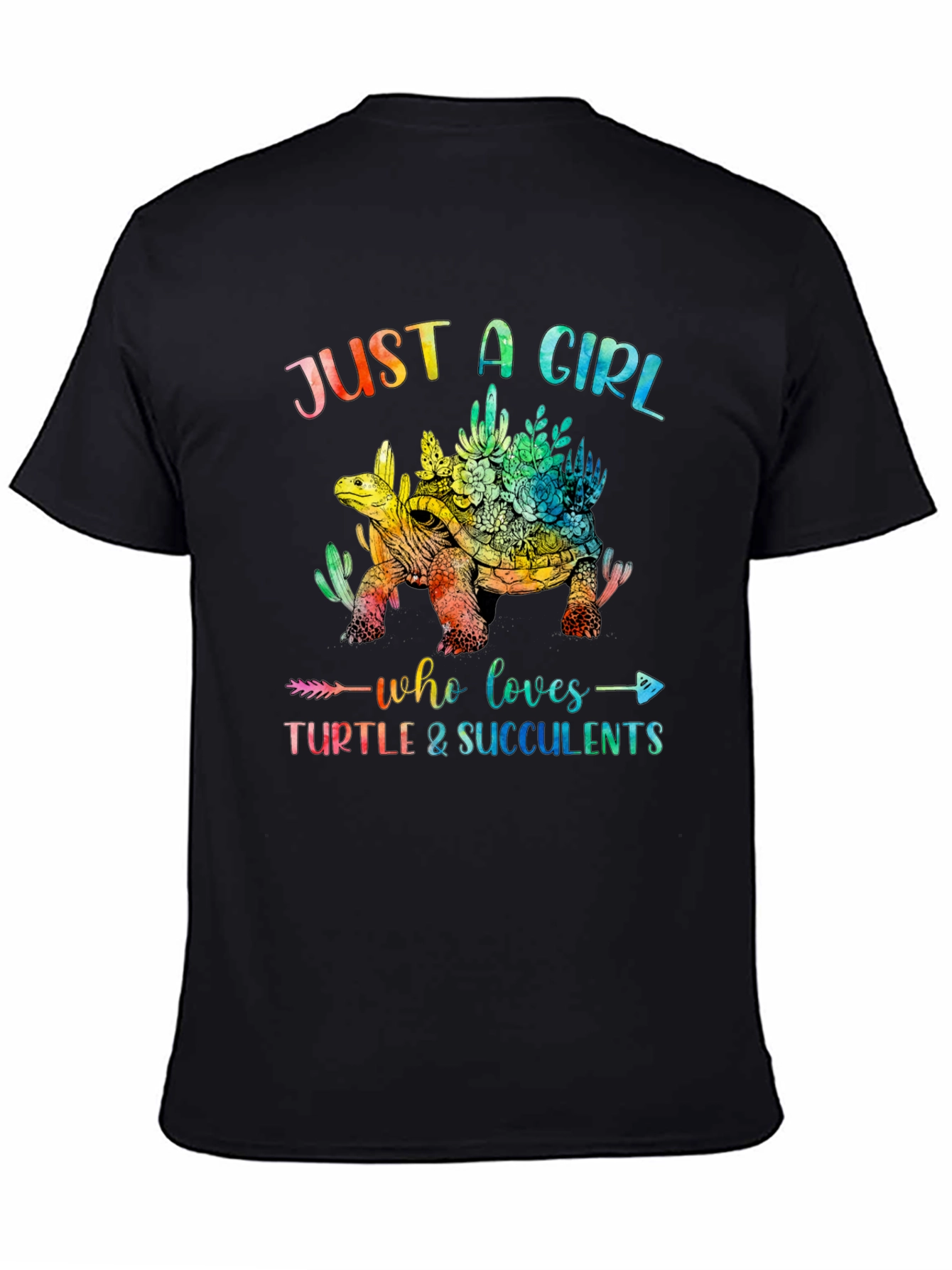 Black Girl's Turtle and Succulent Graphic Tee view 4