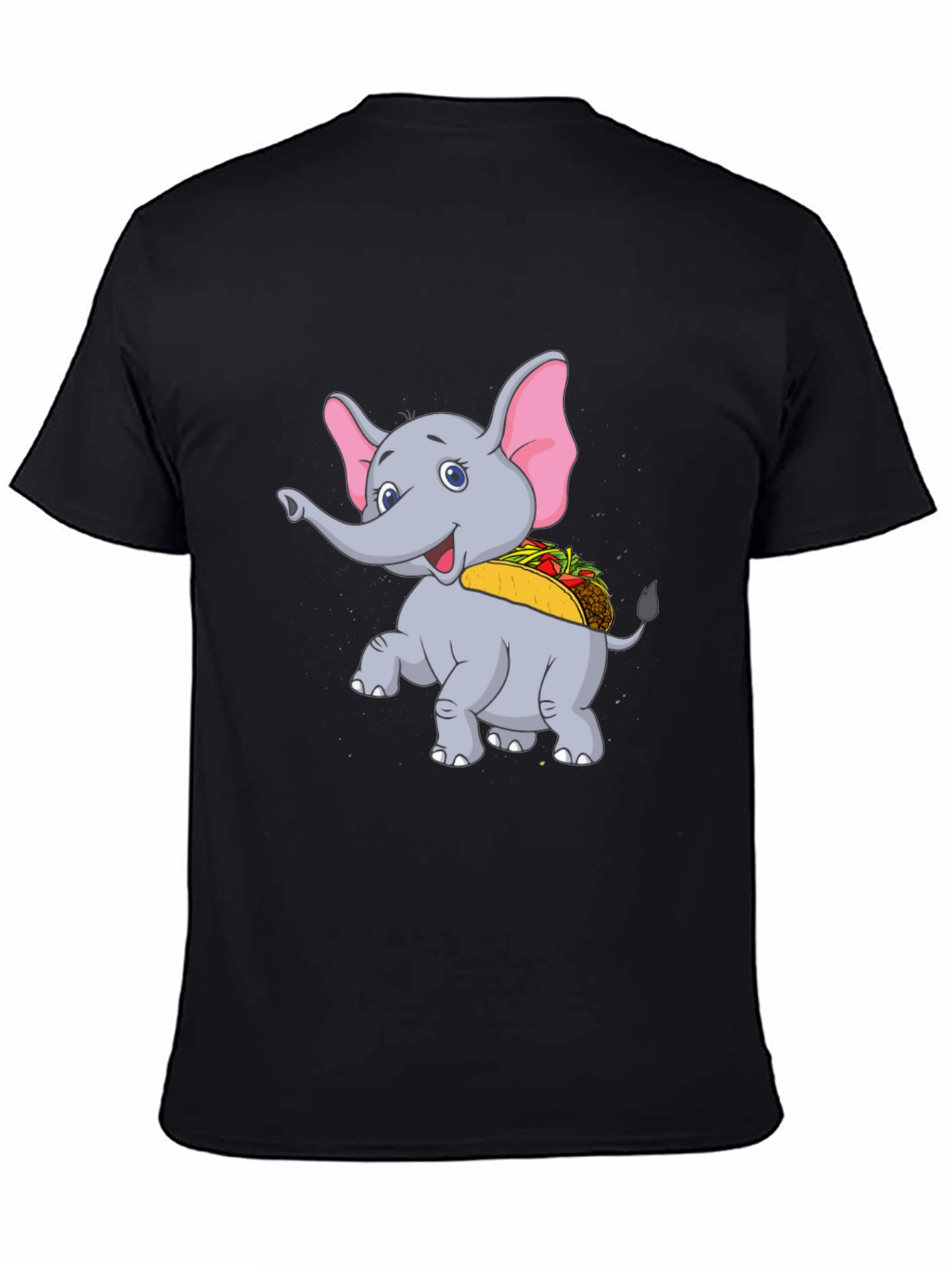 Black Elephant Taco T-Shirt - Cute Cartoon Animal Tee view 4