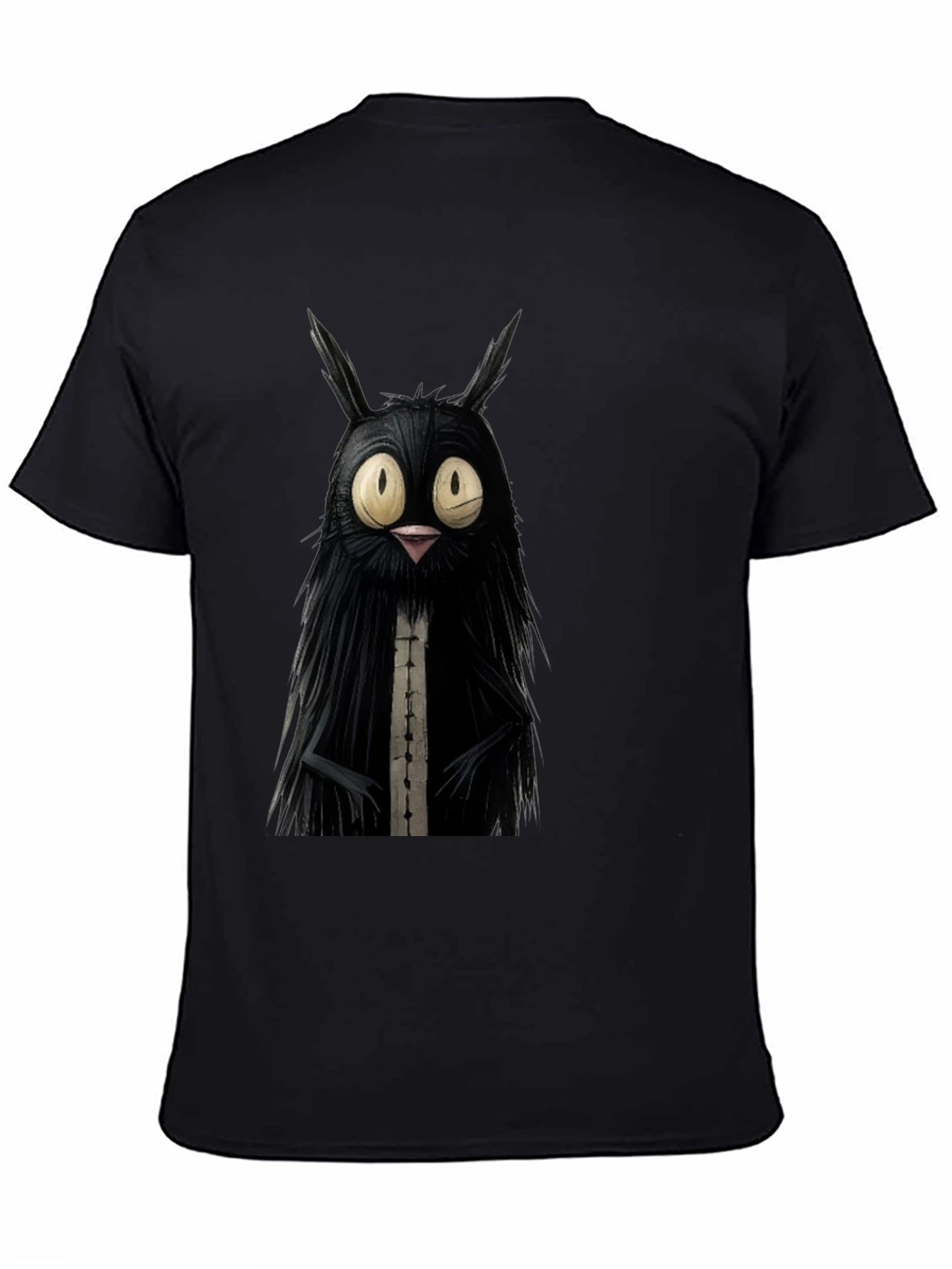 Black Creepy Cute Cat T-Shirt - Black view 4