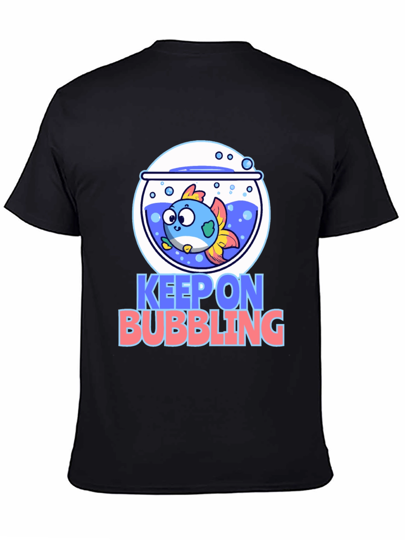 Black Keep On Bubbling Graphic Tee - Black Cotton T-Shirt view 4