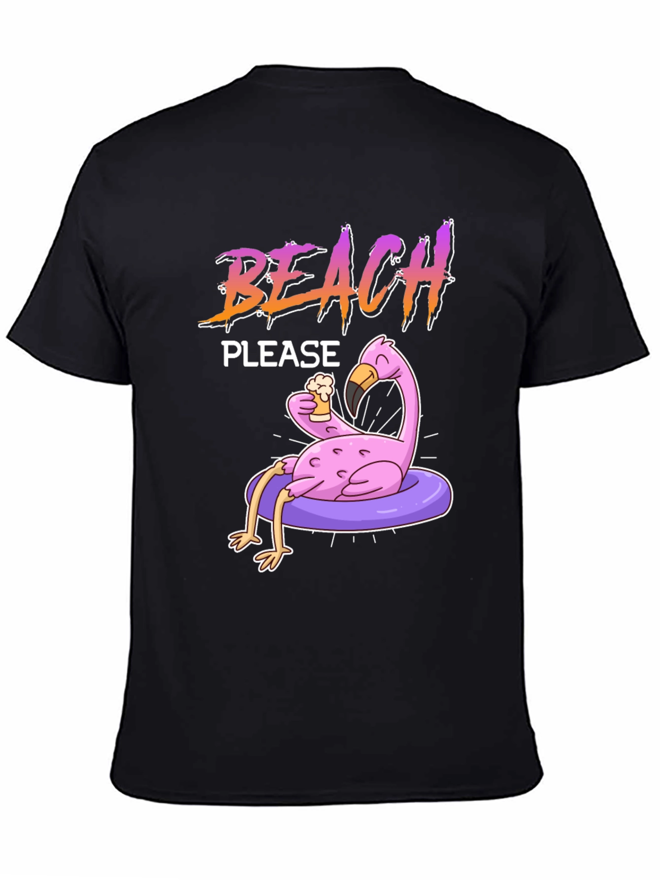 Black Beach Please Flamingo T-Shirt view 4