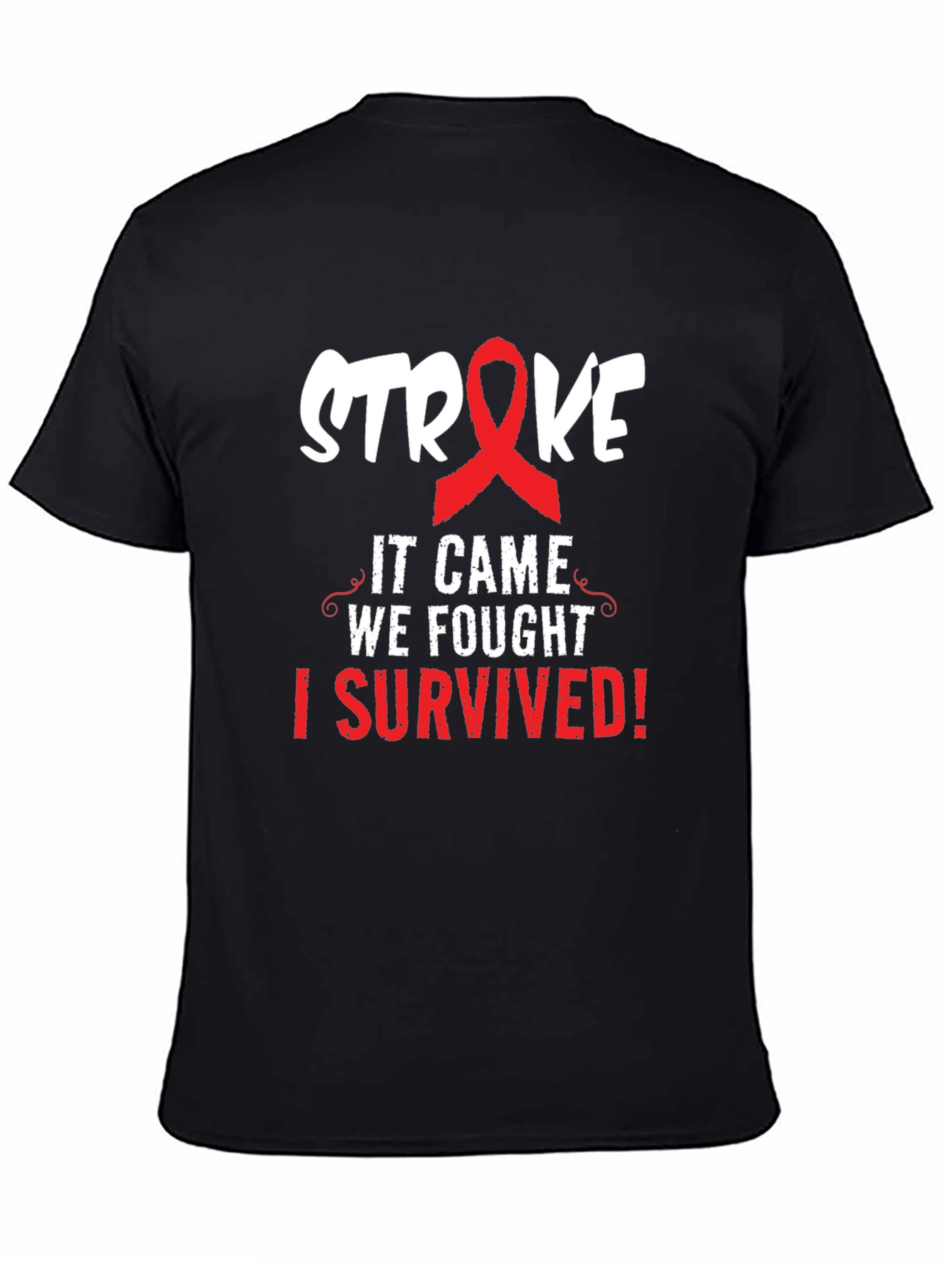 Black Stroke Survivor T-Shirt - It Came We Fought I Survived view 4