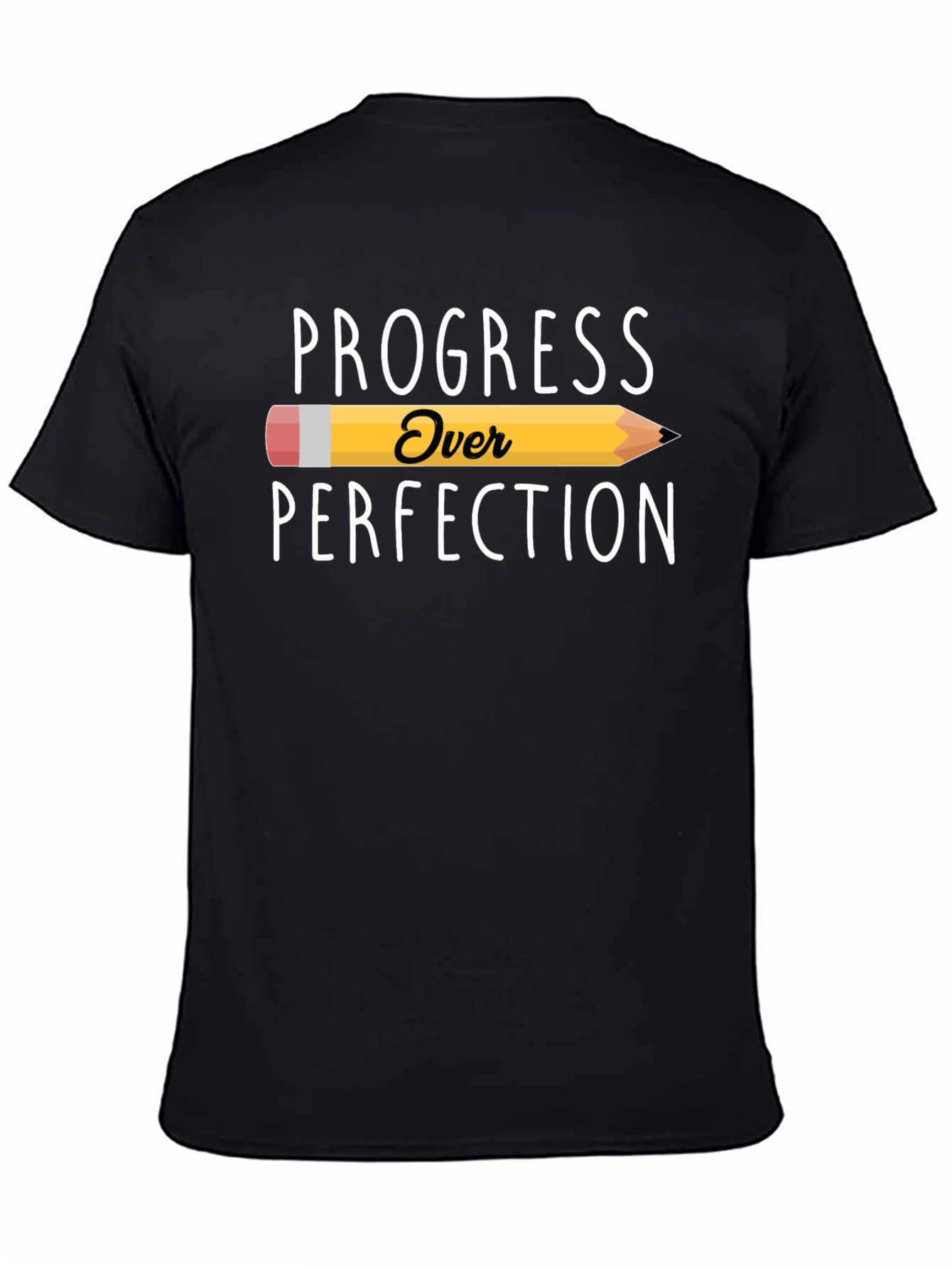 Black Progress Over Perfection T-Shirt - Motivational Tee view 4