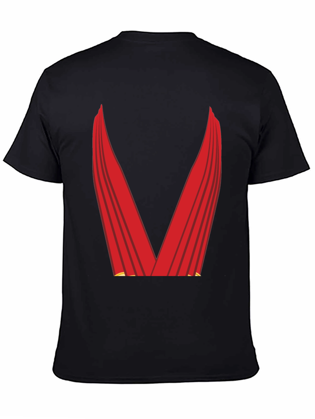 Black Red Cape Graphic Tee - Superhero Style view 4
