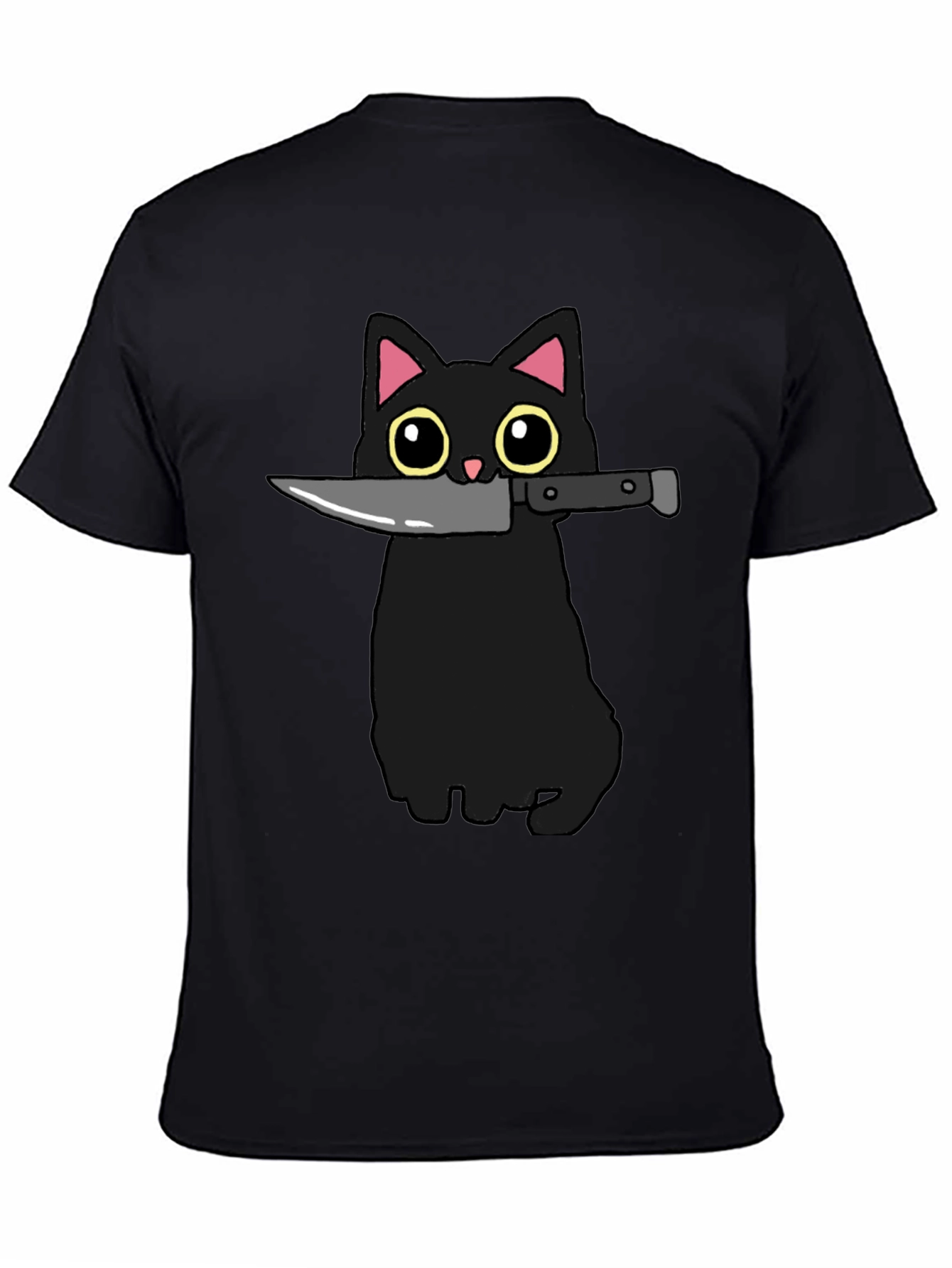 Black Black Cat Knife Graphic T-Shirt - Funny Cat Tee view 4