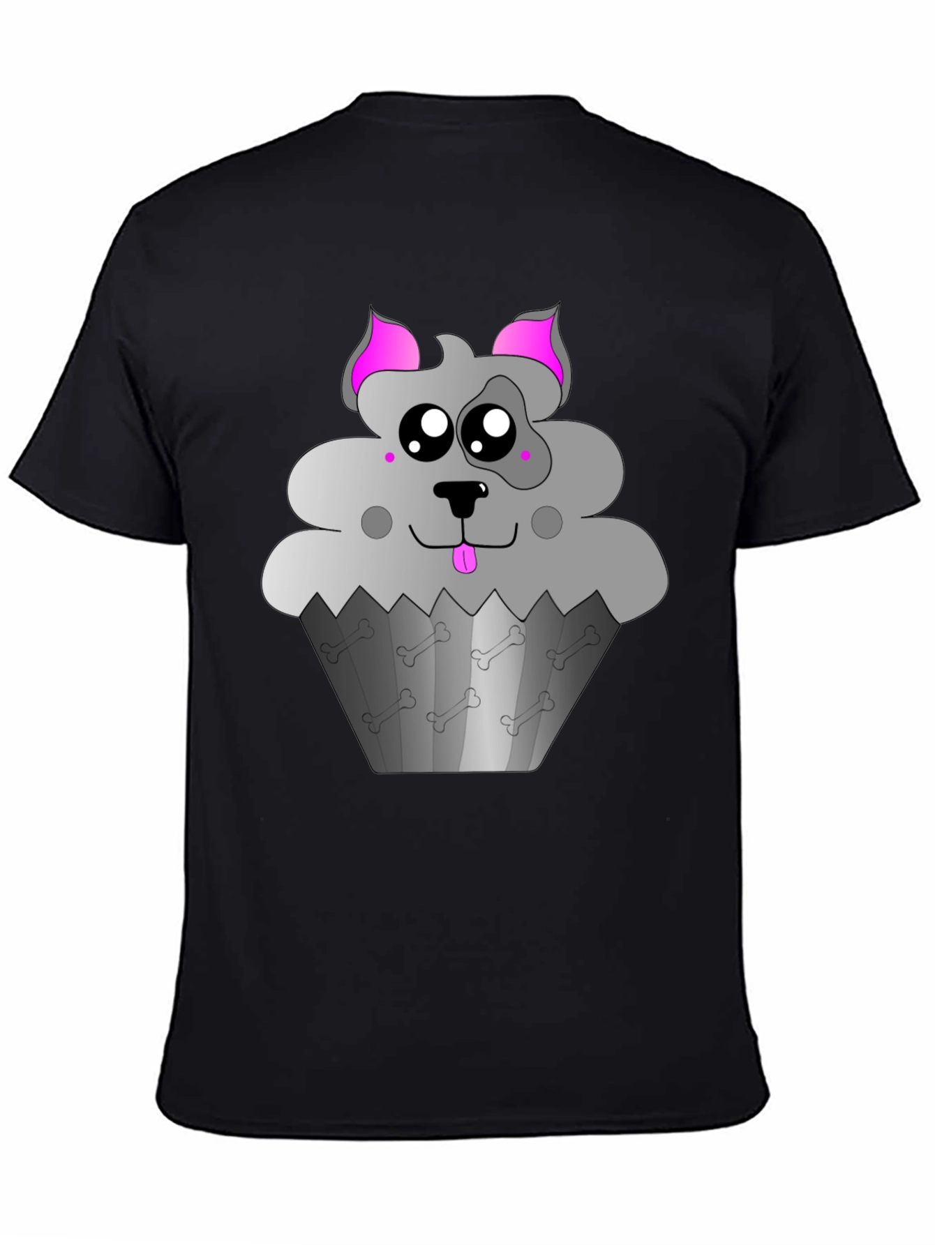 Black Cute Dog Cupcake Graphic Tee - Black view 4