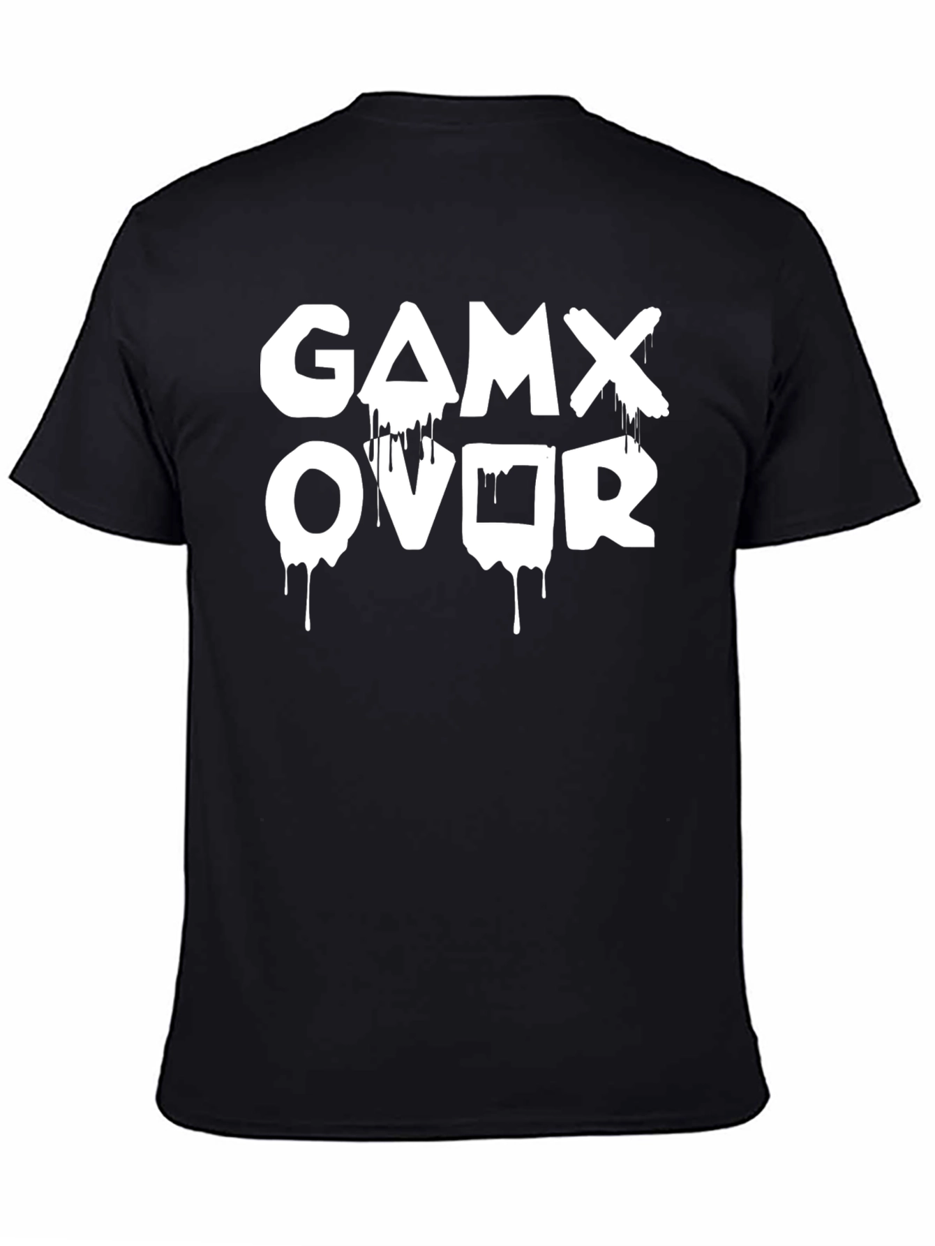Black Game Over Dripping Print T-Shirt view 4
