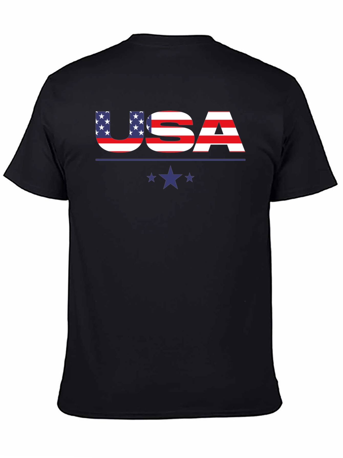 Black USA Flag Graphic Print Crew Neck T-Shirt view 4