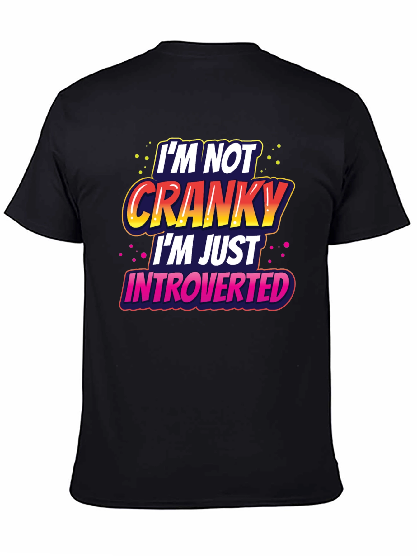 Black Introverted Graphic Tee -  Funny Novelty T-Shirt view 4