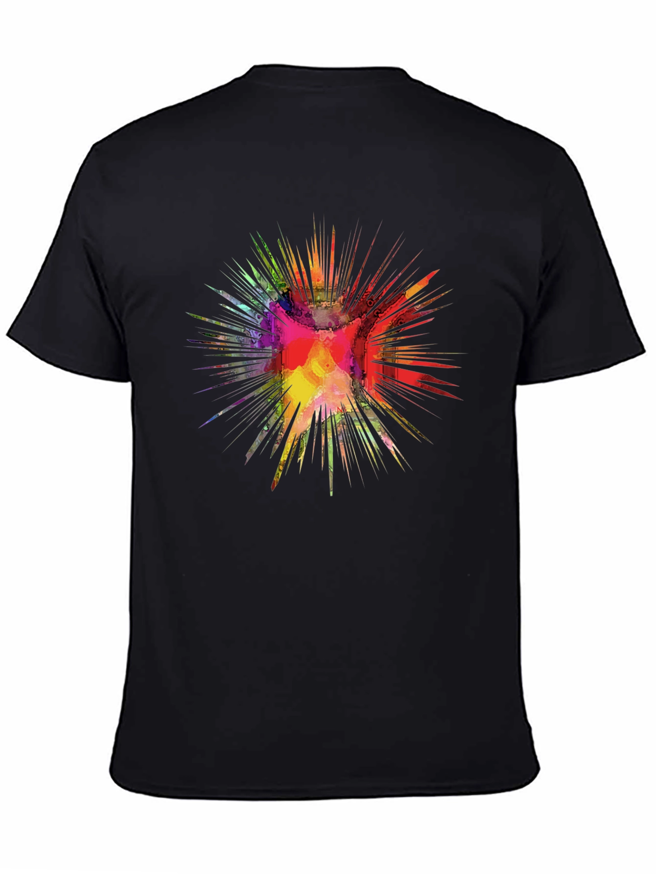 Black Colorful Burst Graphic Black T-Shirt view 4