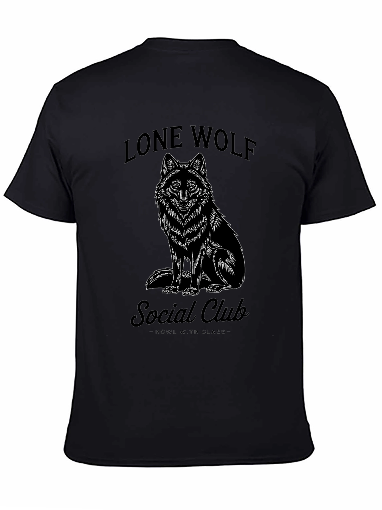 Black Lone Wolf Social Club Black T-Shirt view 4