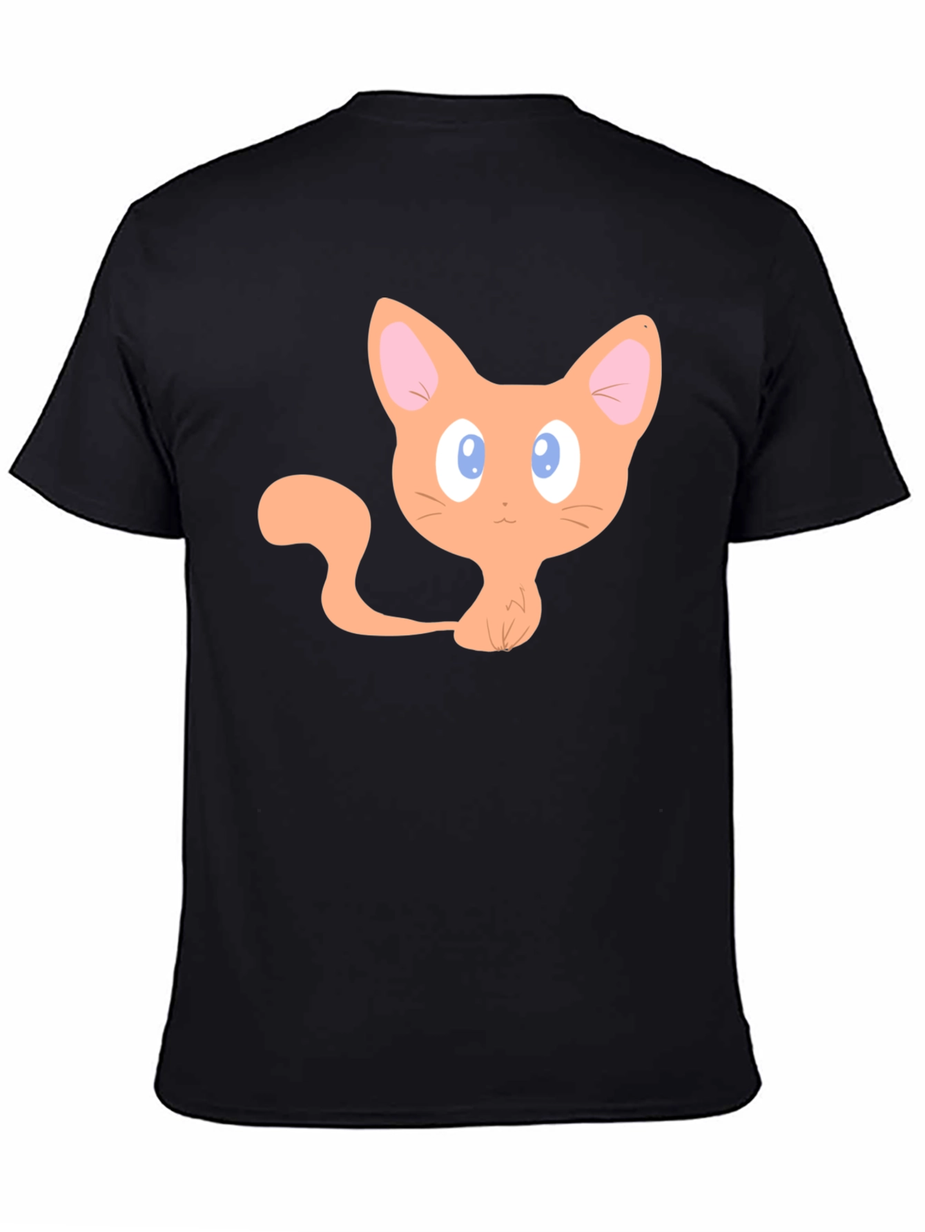 Black Cute Cartoon Cat Graphic T-Shirt - Black view 4