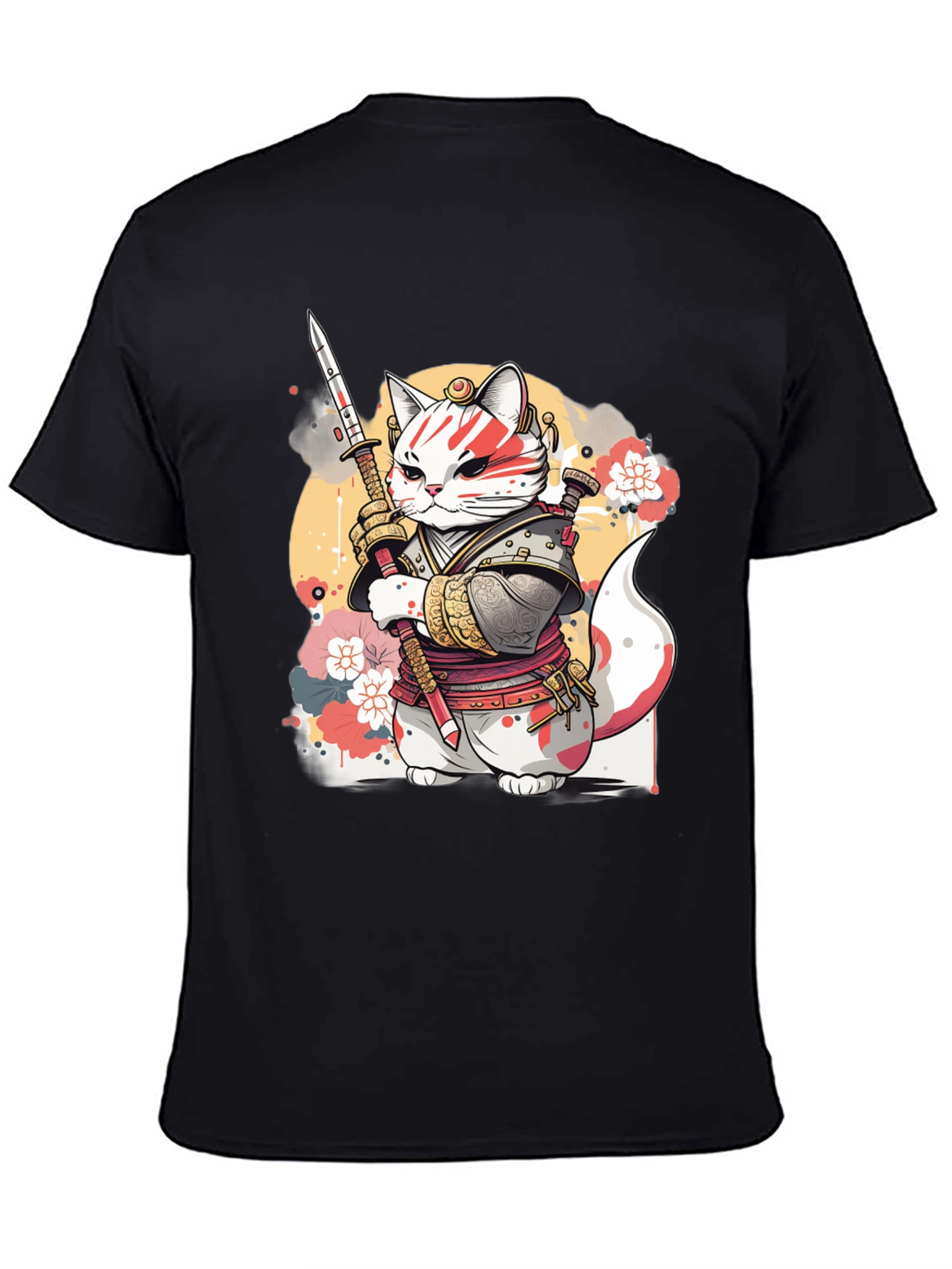 Black Samurai Cat Graphic Tee - Unique Anime Style view 4