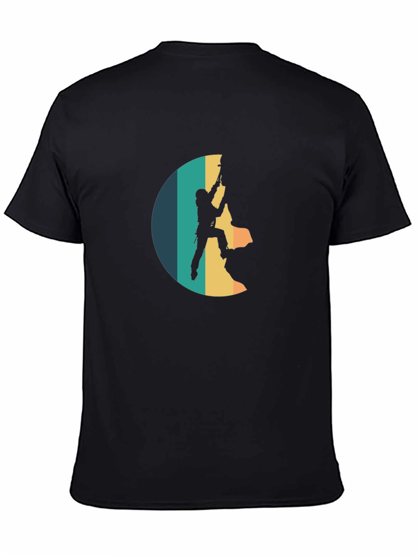 Black Climbing Retro Style T-Shirt view 4