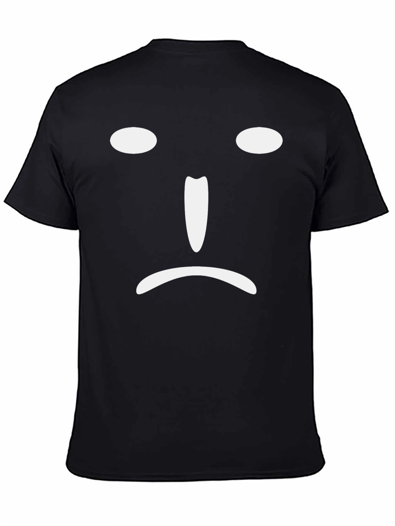 Black Sad Face Graphic Tee - Black Cotton Blend T-Shirt view 4