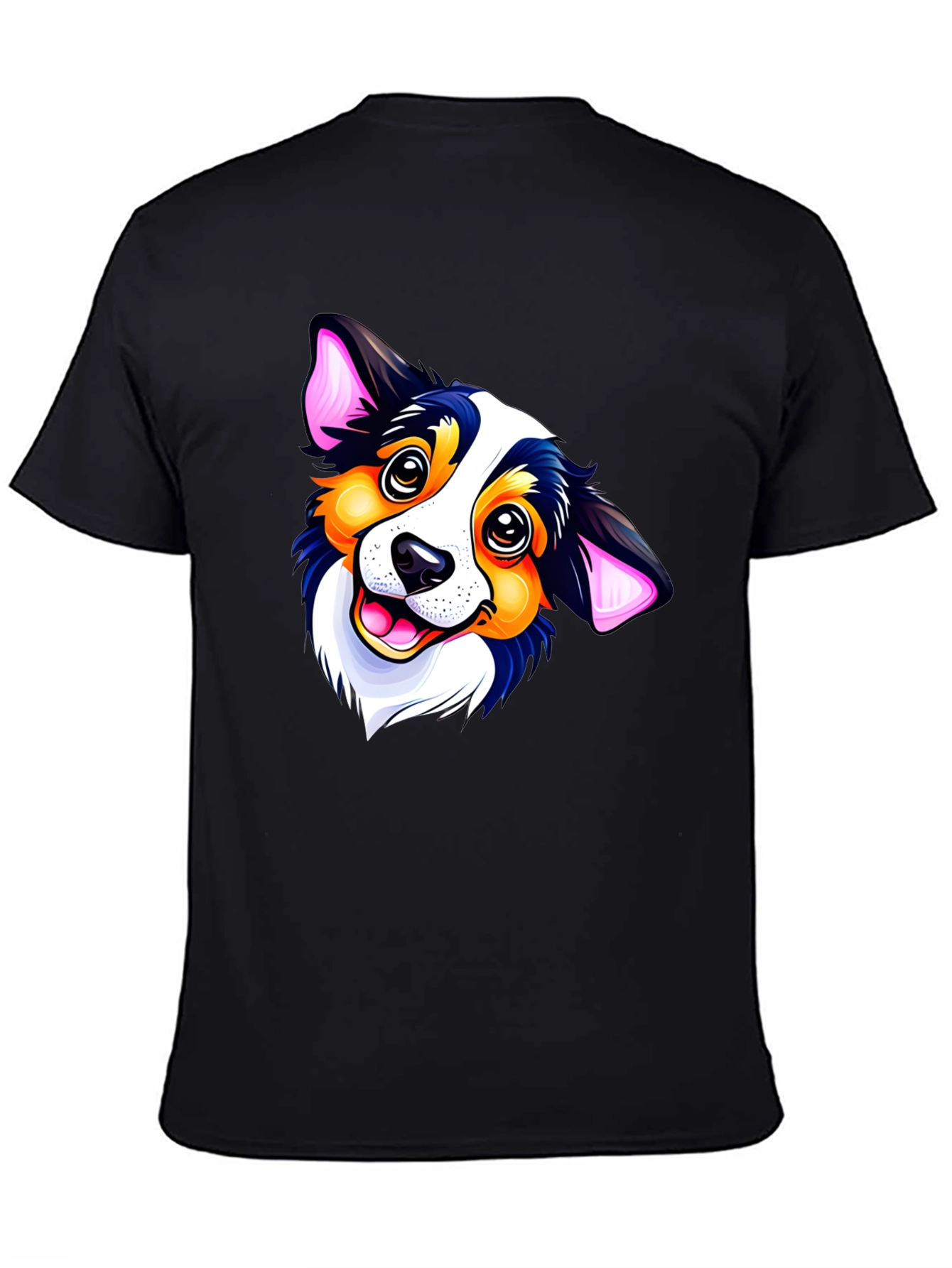 Black Cartoon Dog Graphic Black T-Shirt view 4