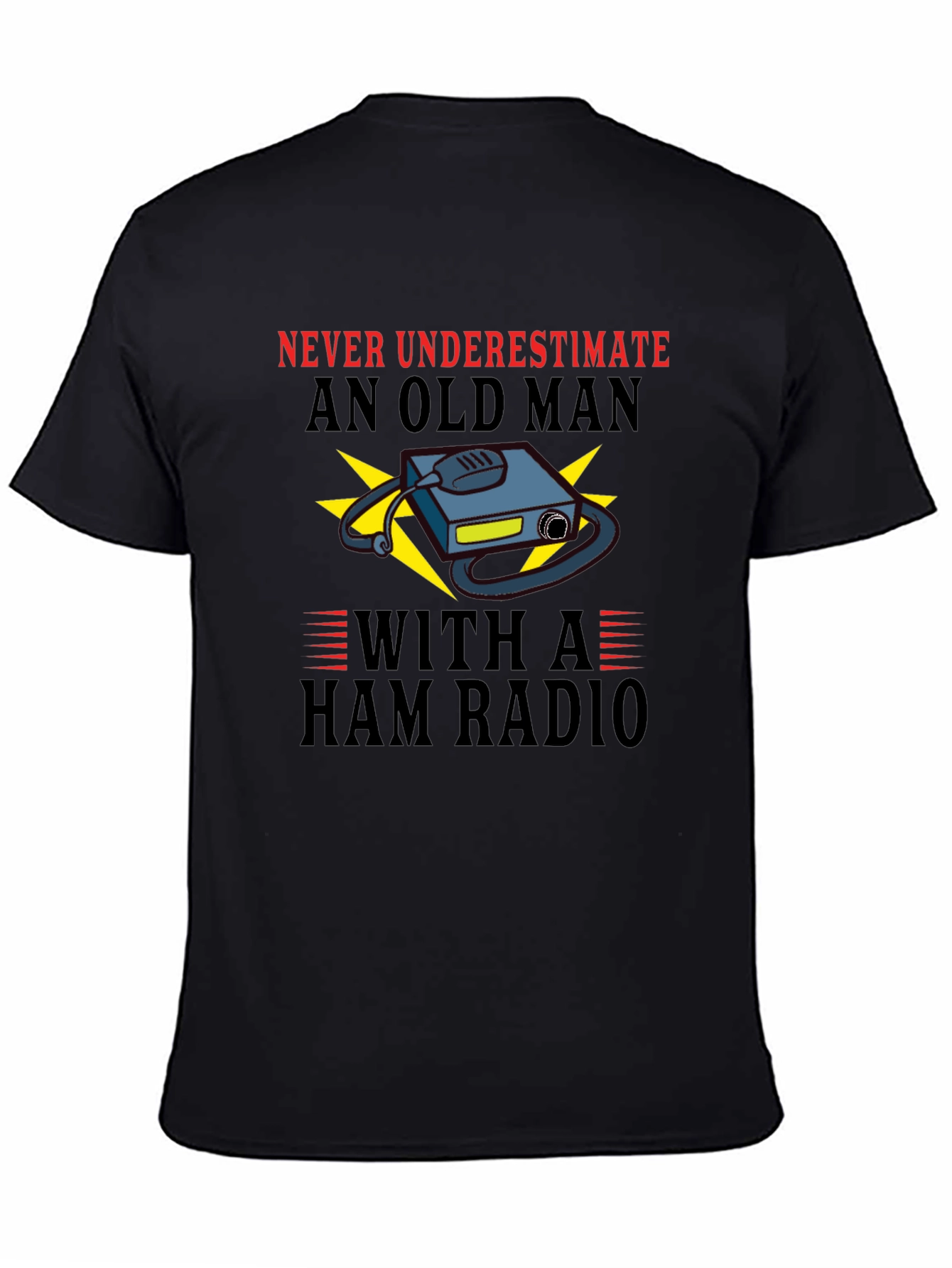 Black Ham Radio Old Man T-Shirt view 4