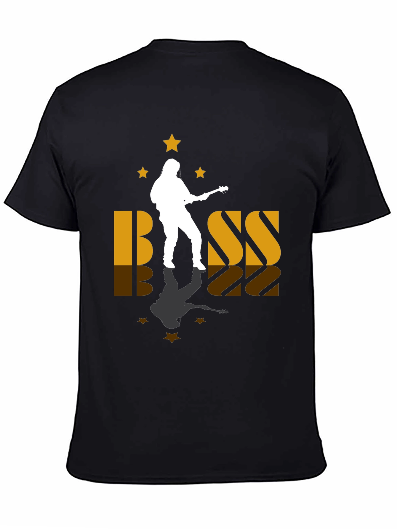 Black Bass Guitar Player Silhouette Graphic Tee view 4