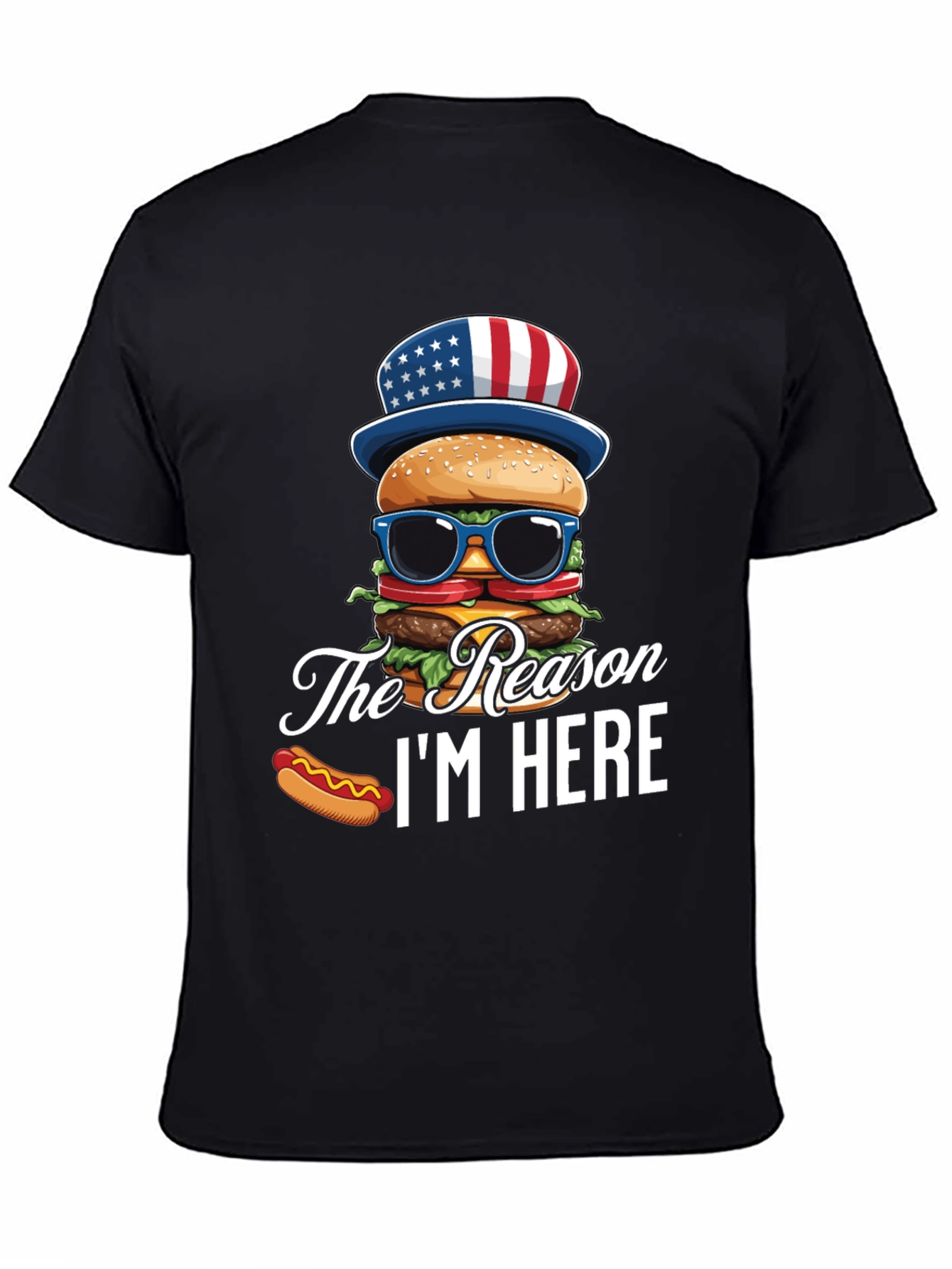 Black Patriotic Burger T-Shirt - The Reason I'm Here view 4