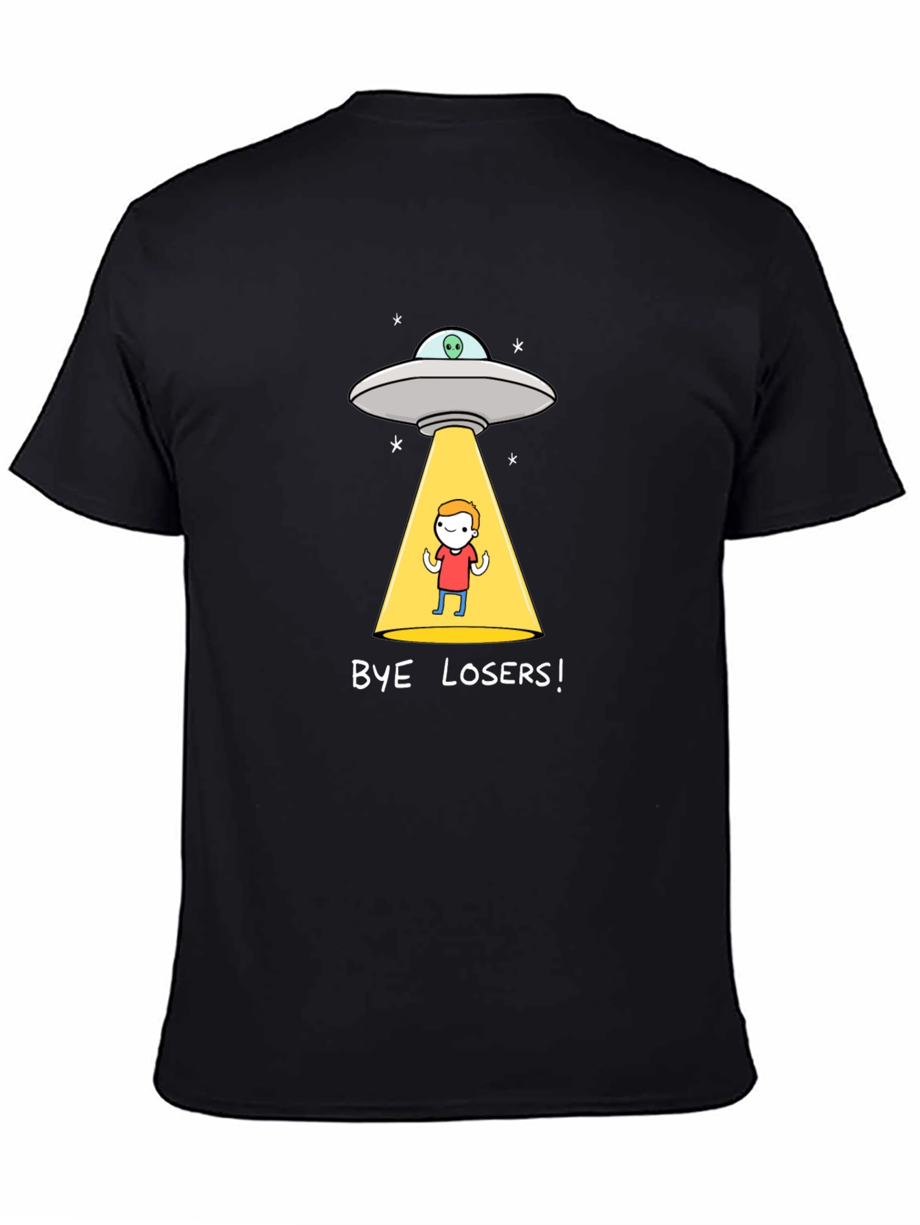 Black Bye Losers! Alien Abduction Graphic Tee - Black Cotton Blend view 4