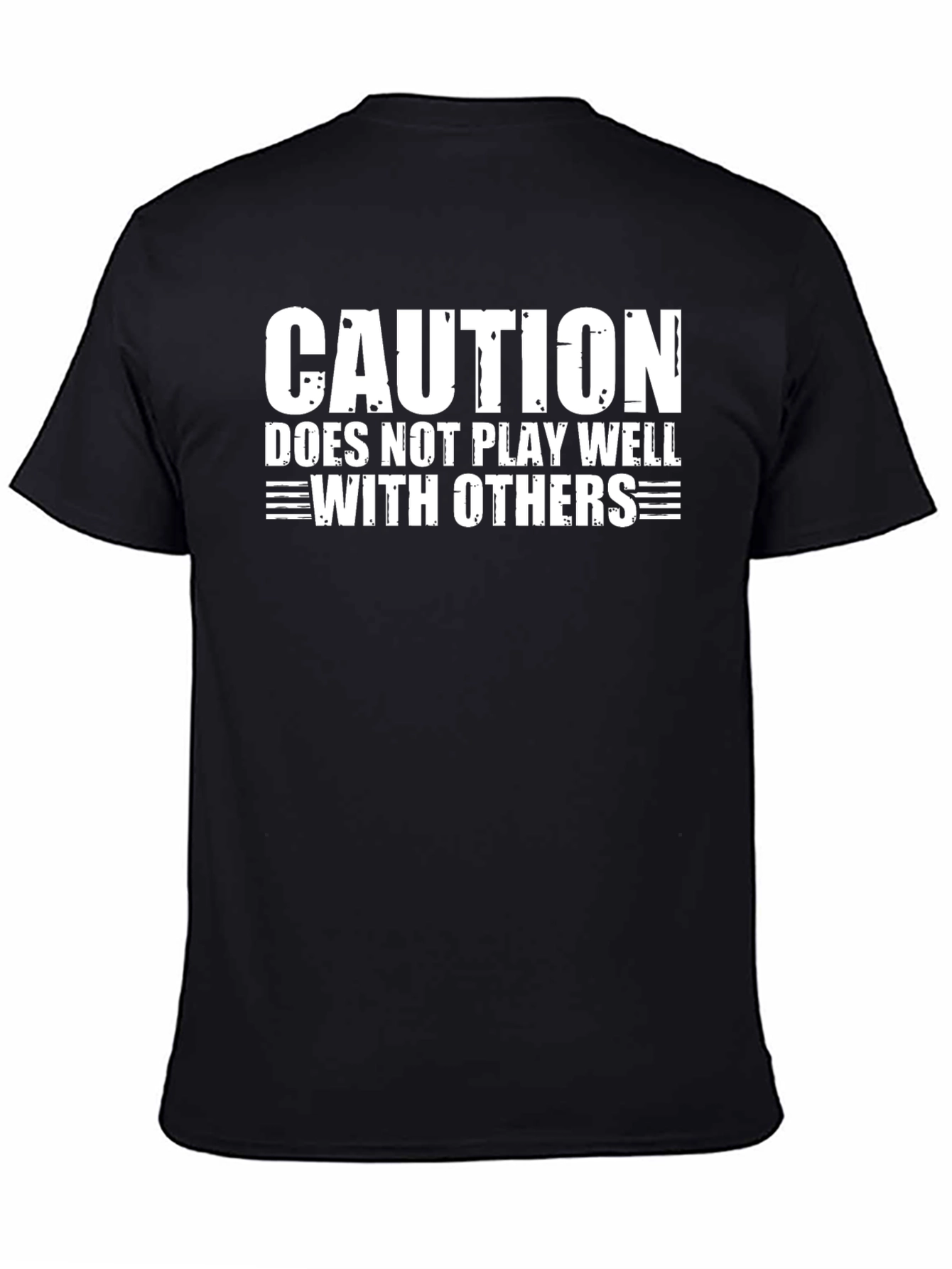 Black Caution Doesn't Play Well with Others T-Shirt view 4