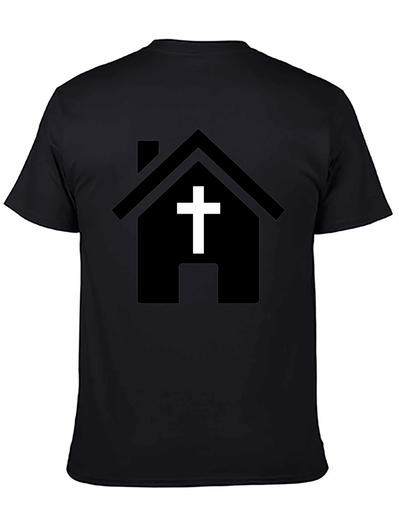 Black Church House Graphic T-Shirt - Religious Apparel view 4