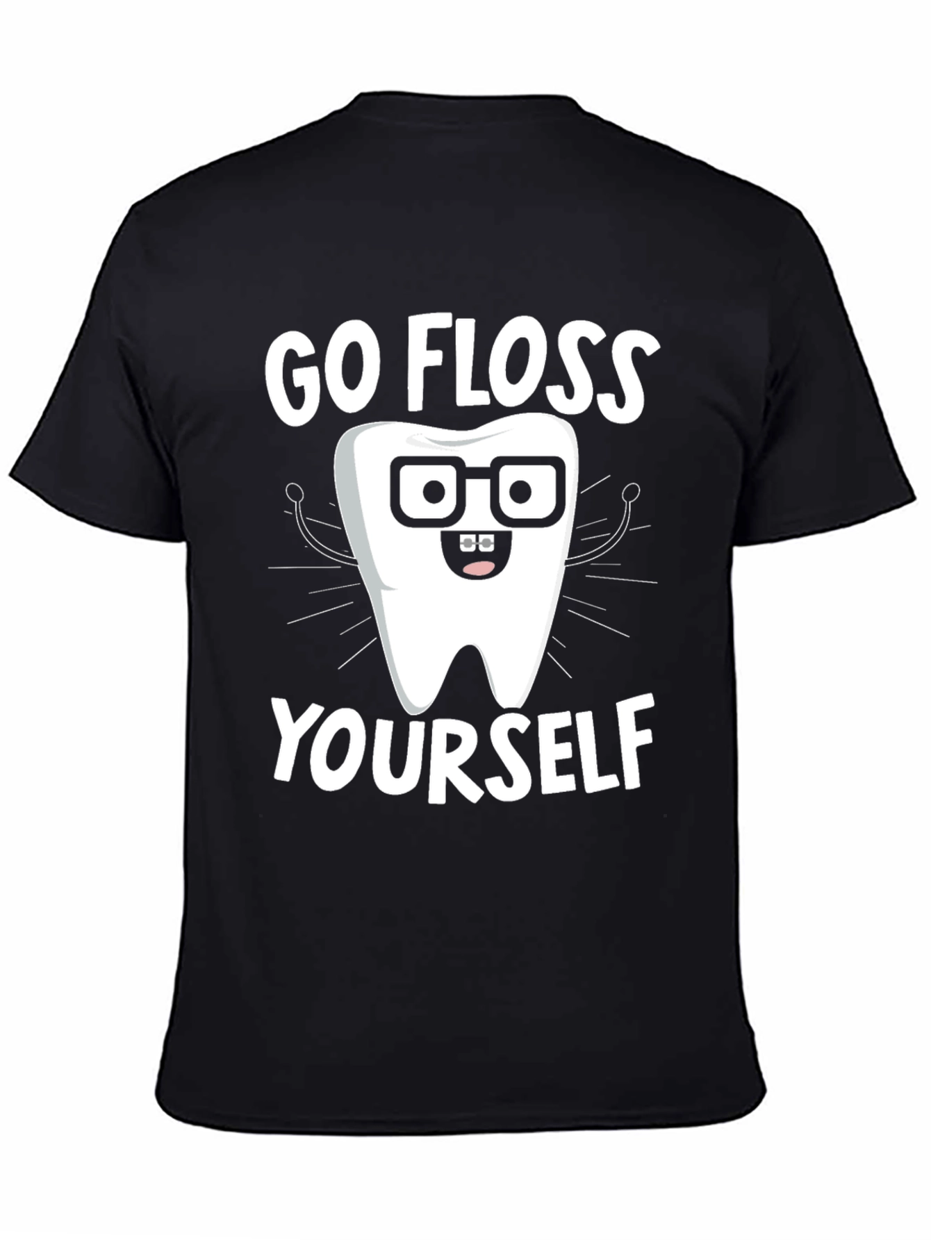 Black Go Floss Yourself Funny Dental T-Shirt view 4