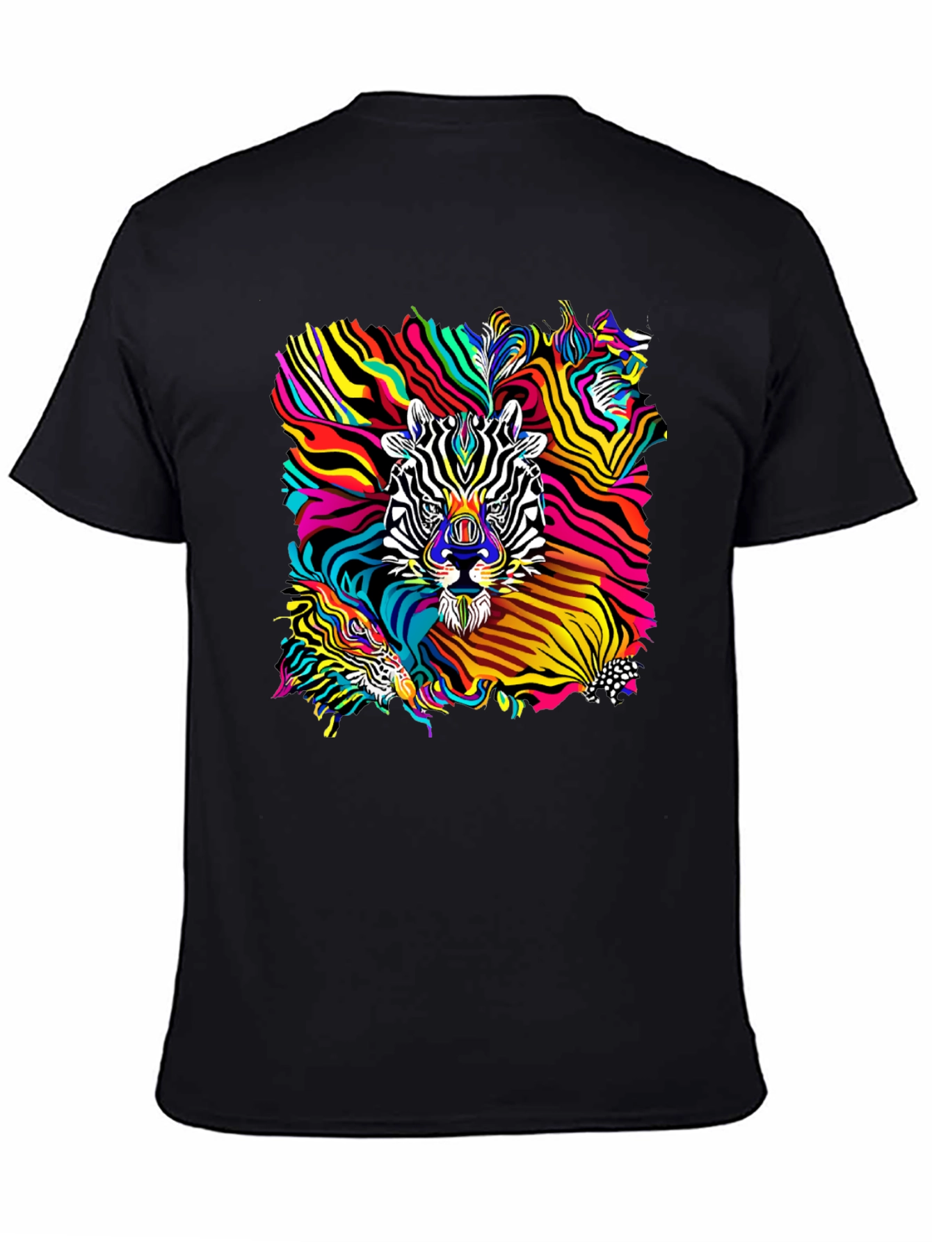 Black Psychedelic Zebra Graphic T-Shirt - Black view 4