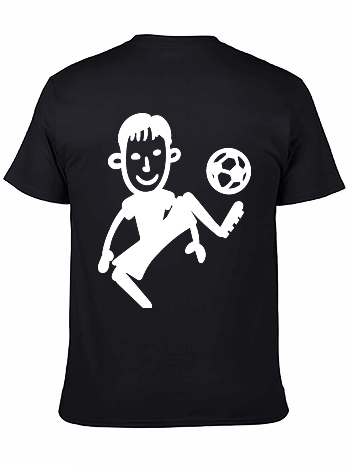Black Soccer Player Graphic Tee - Black Cotton T-Shirt view 4