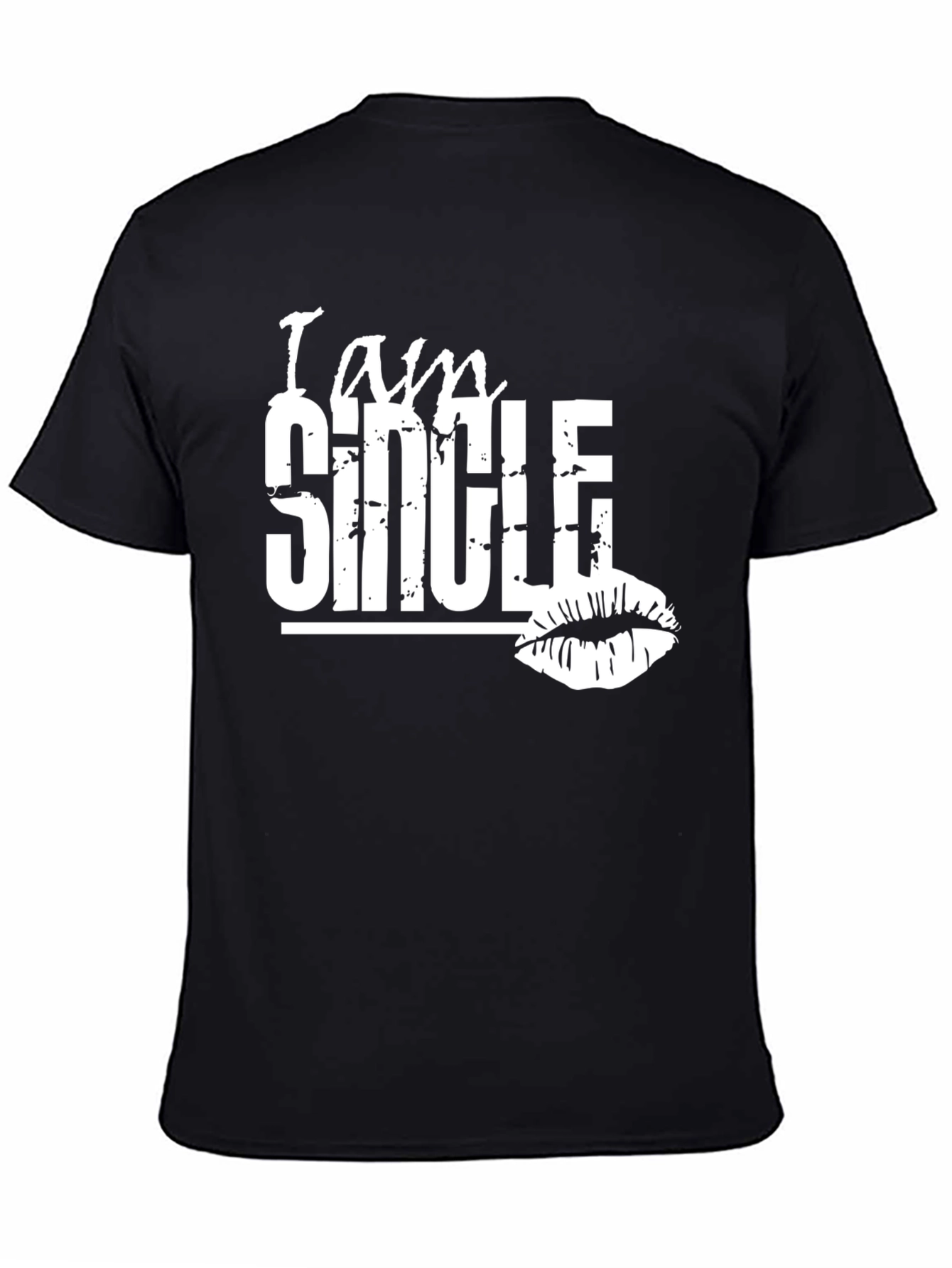 Black I am Single Kiss Lips Graphic Tee view 4