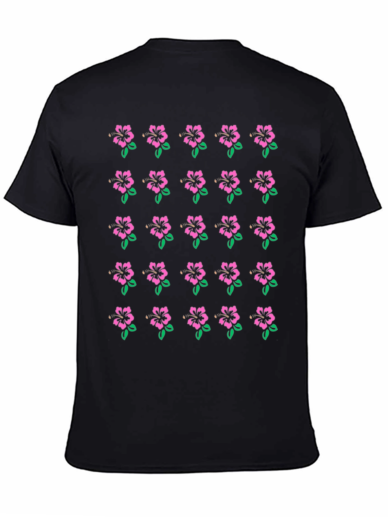 Black Hibiscus Print Crew Neck Tee view 4