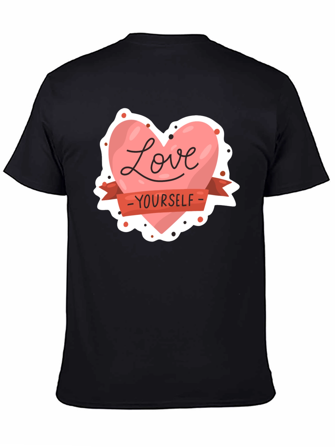 Black Love Yourself Graphic Tee - Black Cotton Shirt view 4
