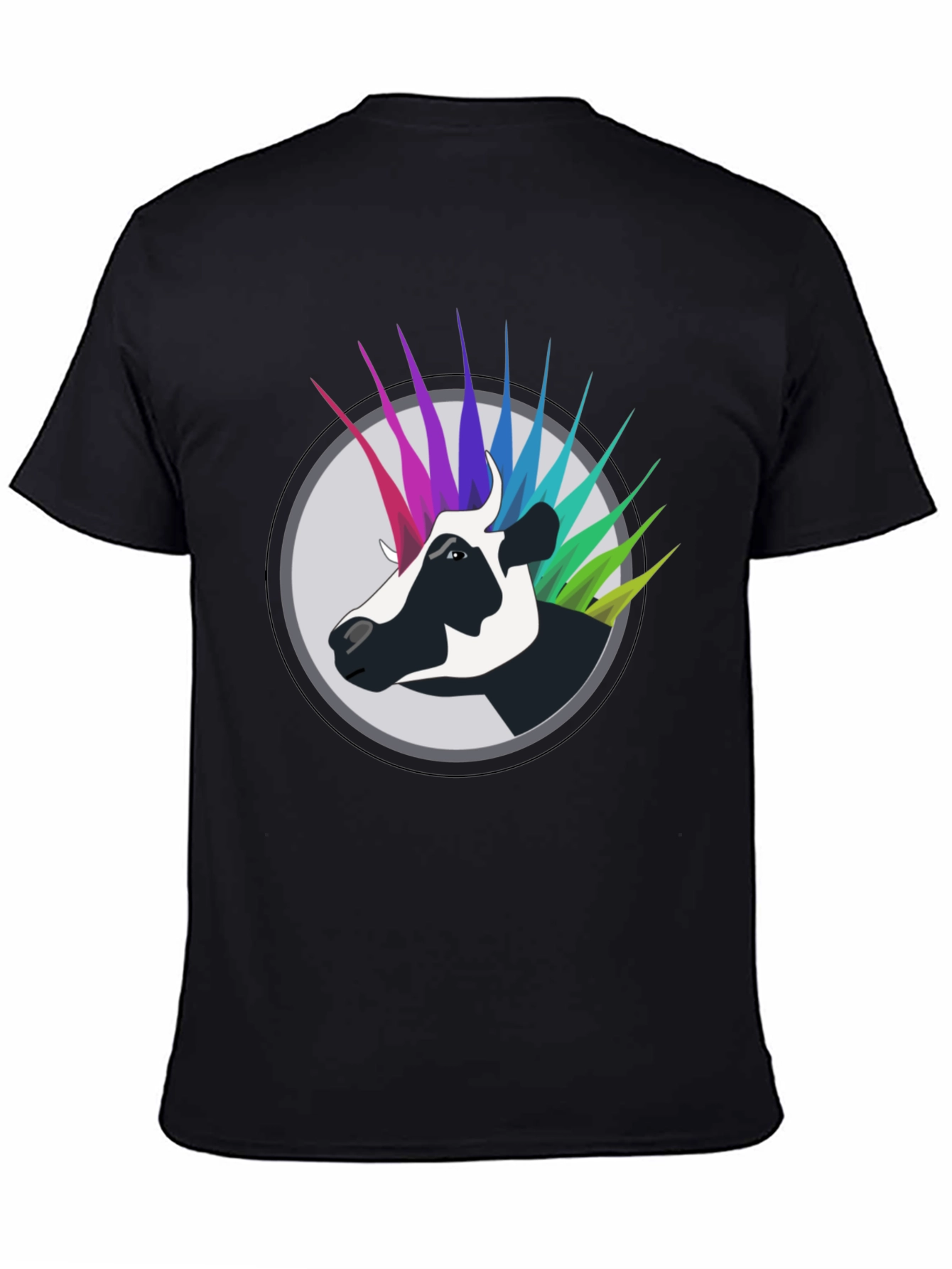 Black Cow Punk T-Shirt - Black Cotton Graphic Tee view 4