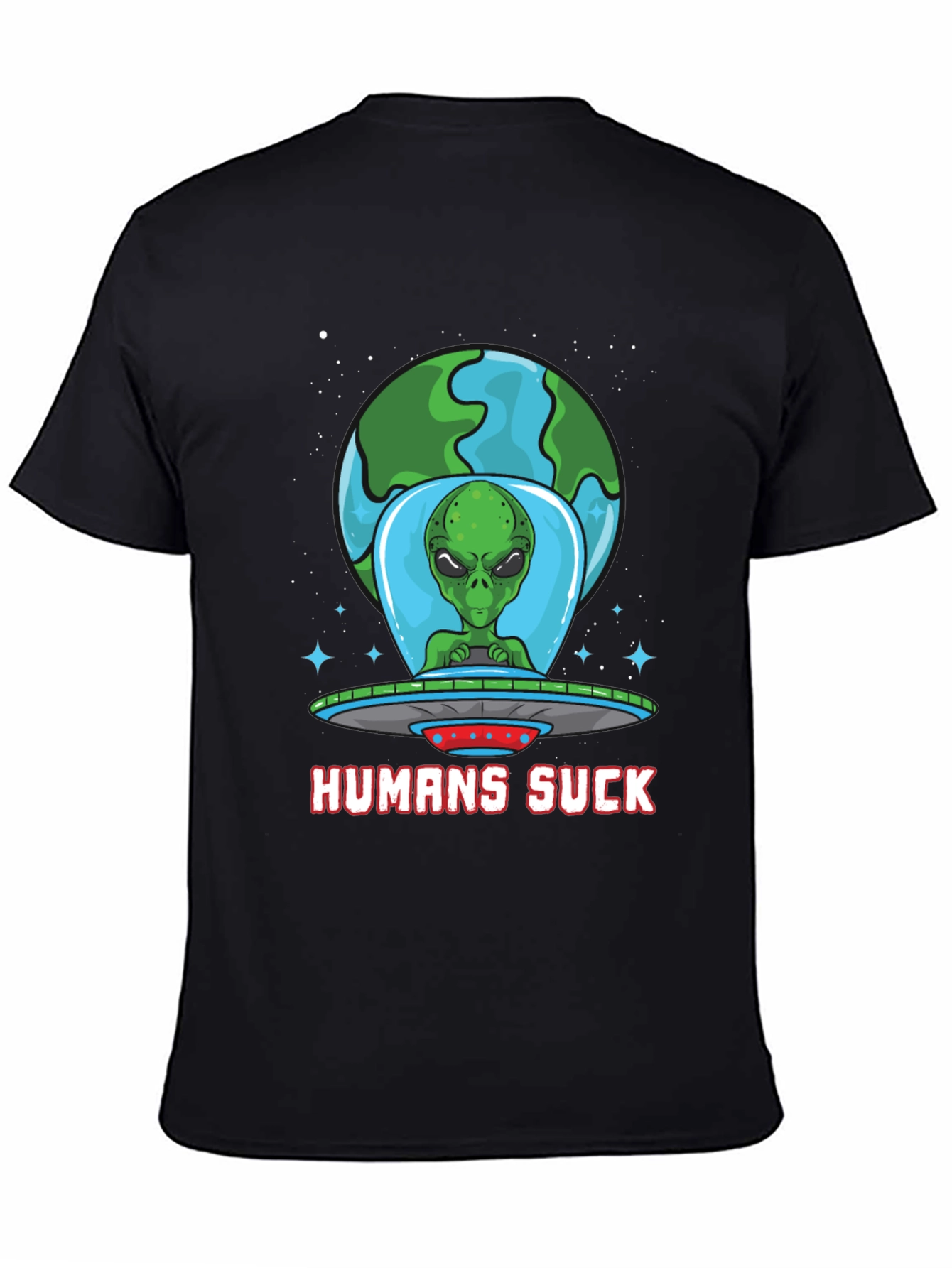 Black Humans Suck Alien T-Shirt - Black view 4