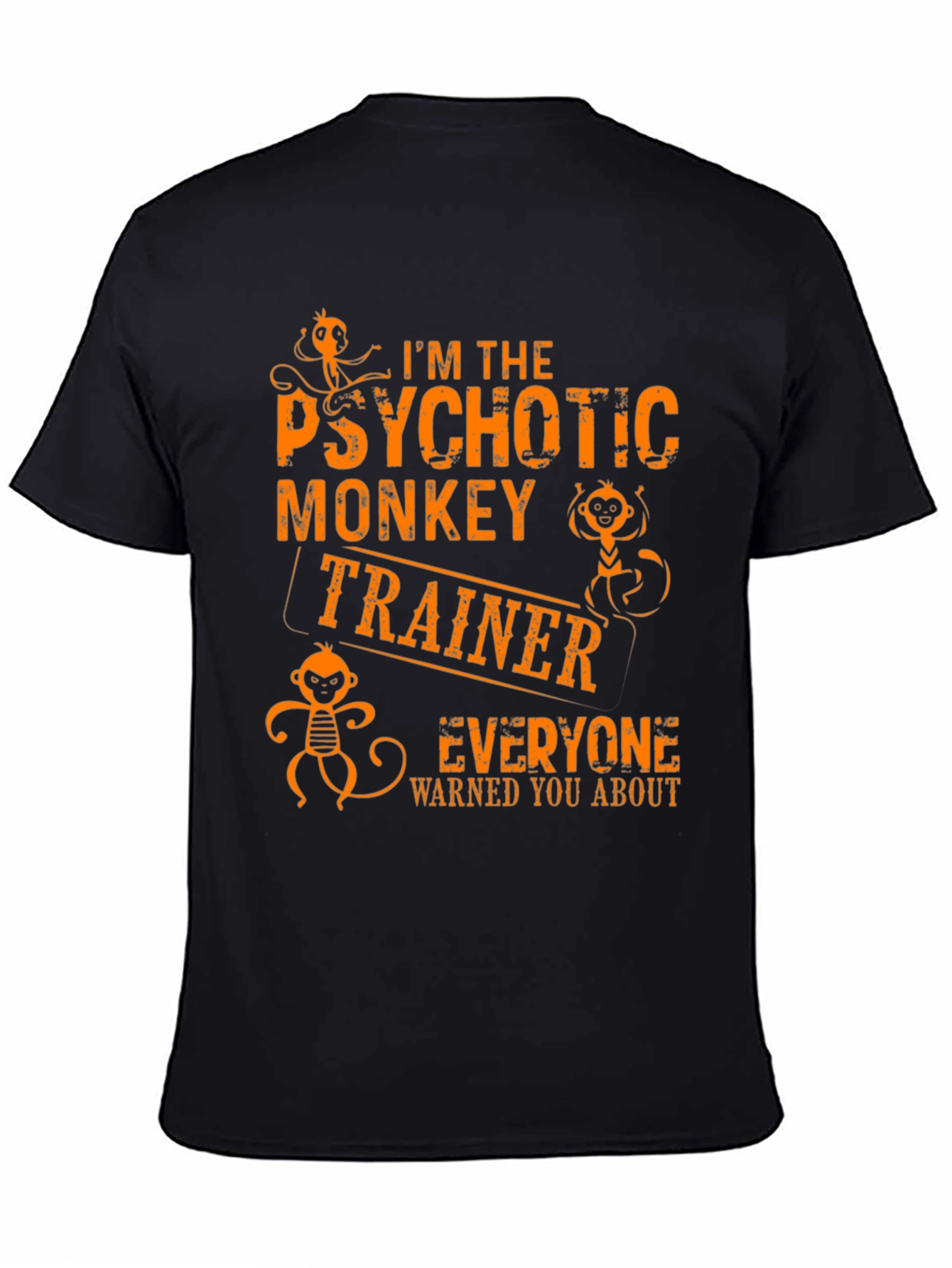 Black Psychotic Monkey Trainer Graphic Tee - Novelty T-Shirt view 4