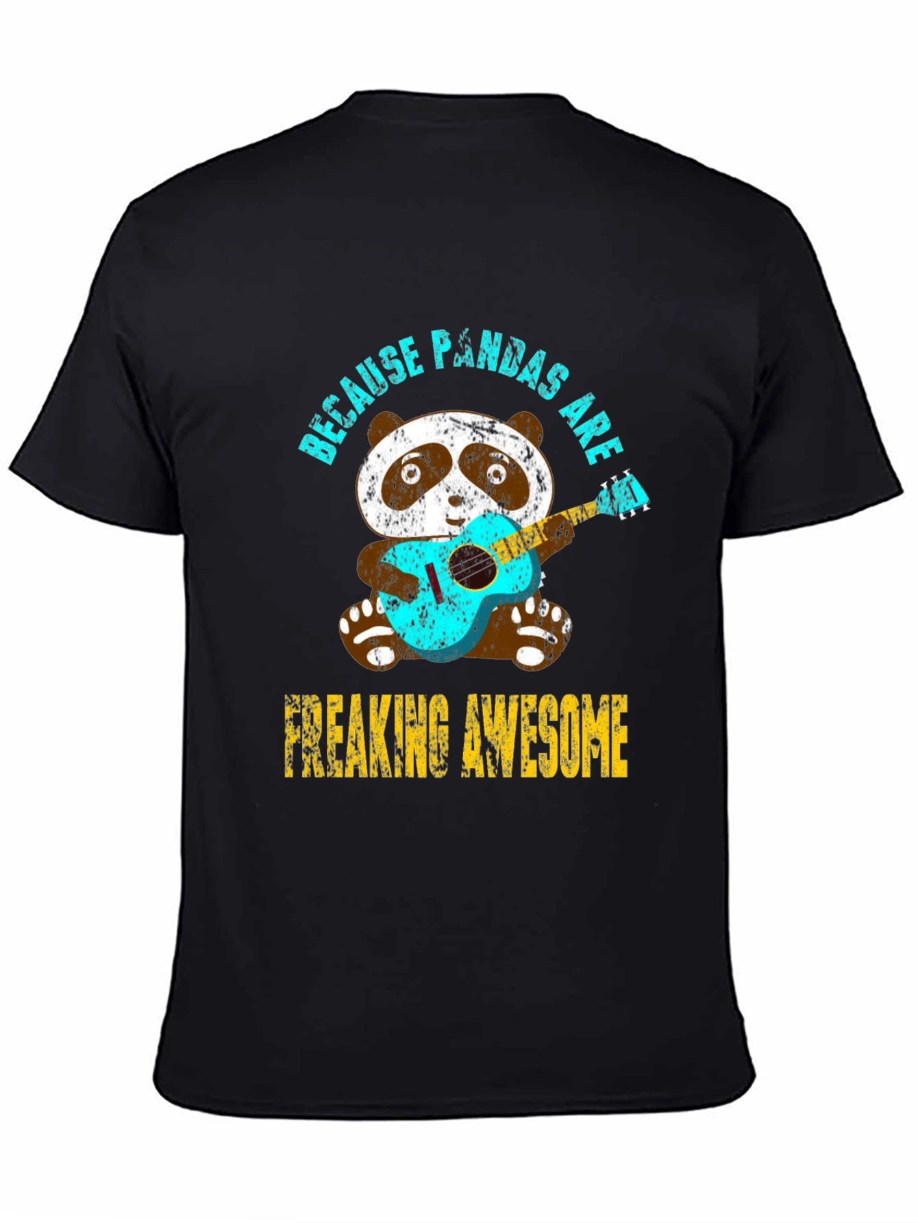 Black Panda Guitar T-Shirt - Because Pandas Are Awesome Tee view 4