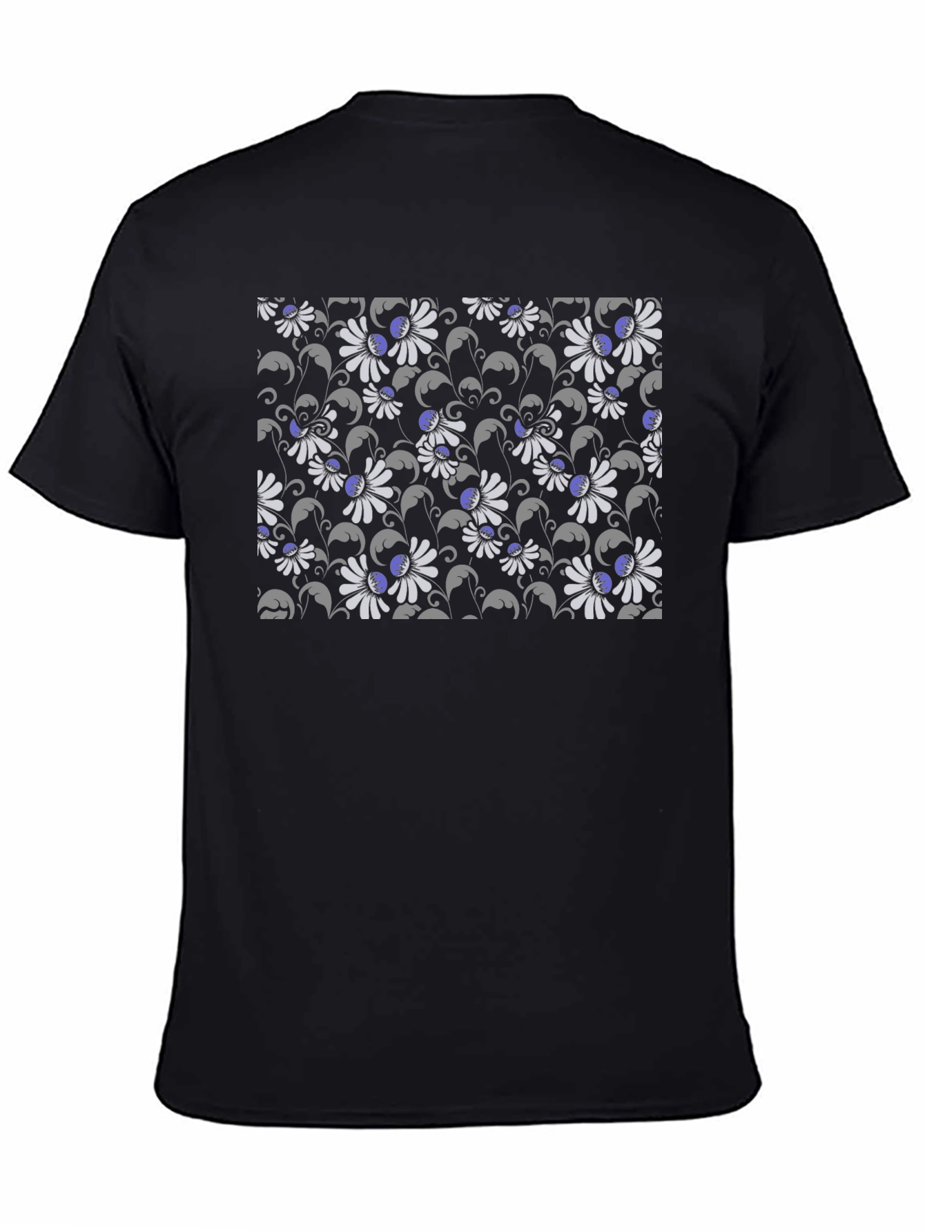 Black Floral Pattern T-Shirt view 4