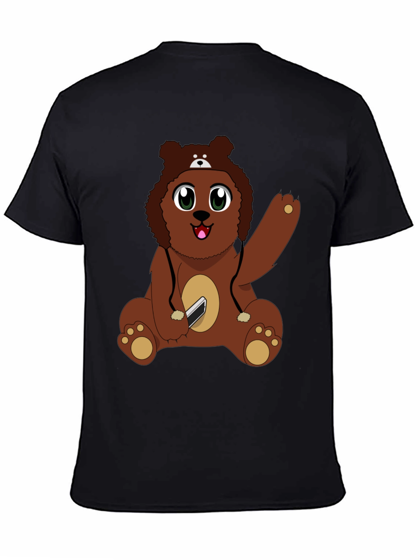 Black Cute Cartoon Bear Graphic T-Shirt view 4