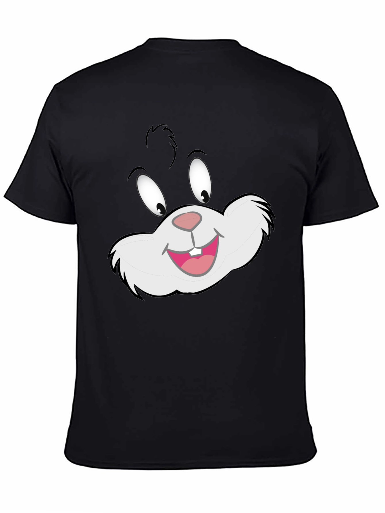 Black Cartoon Cat Face Black T-Shirt view 4