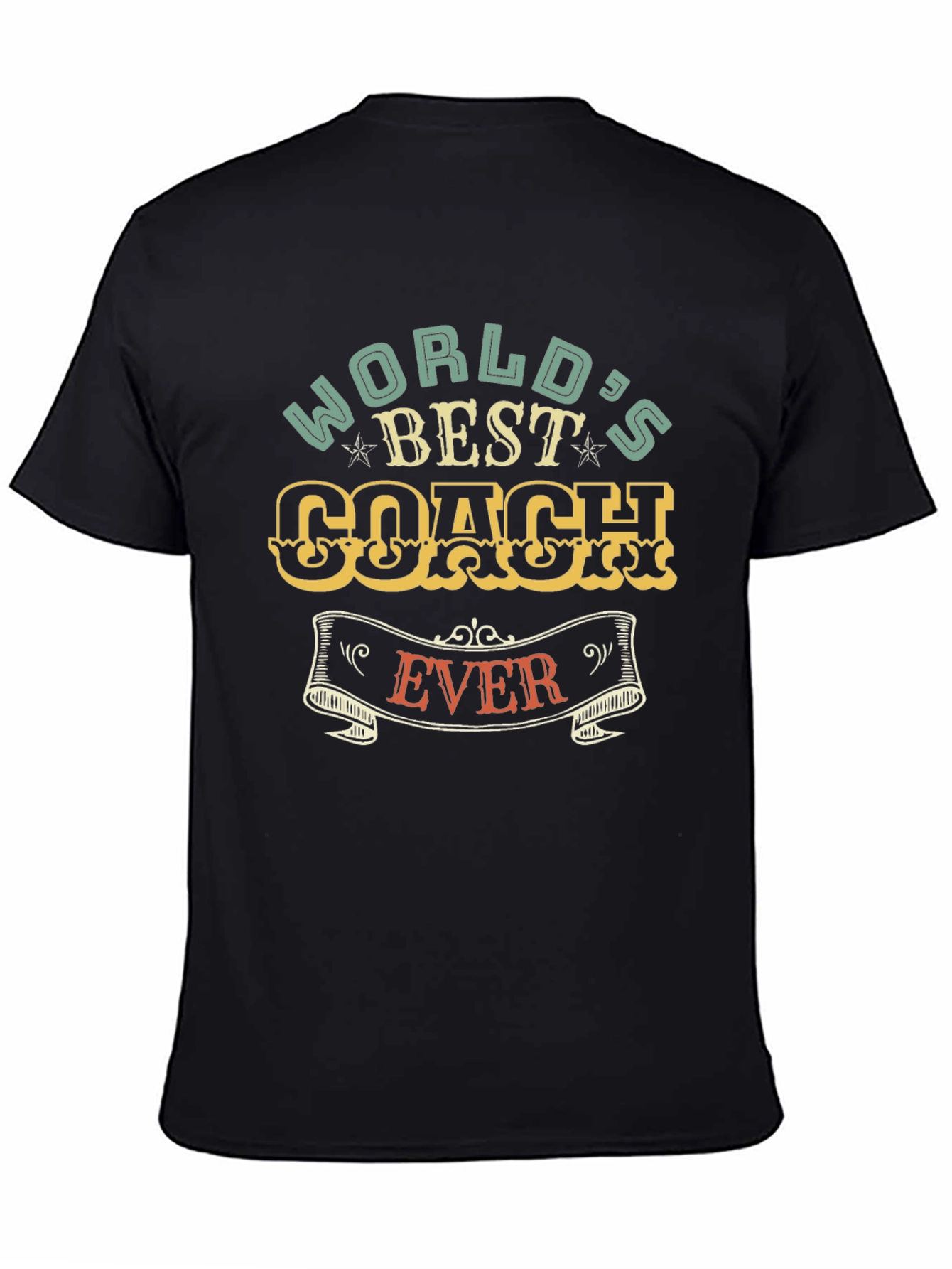 Black World's Best Coach Ever Graphic T-Shirt view 4
